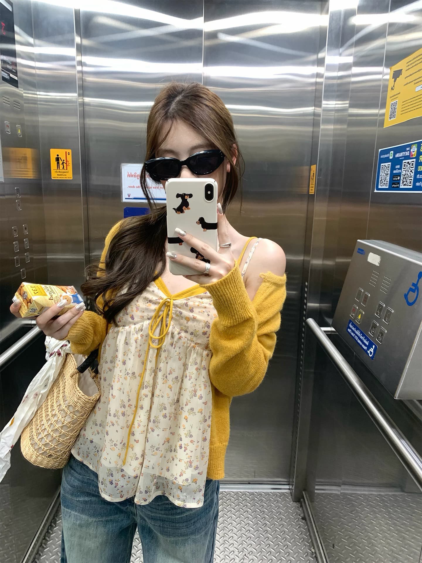 V넥 페이크 레이어드 한 부서 달콤함 쉬폰 슬립 맨위 이미지 3