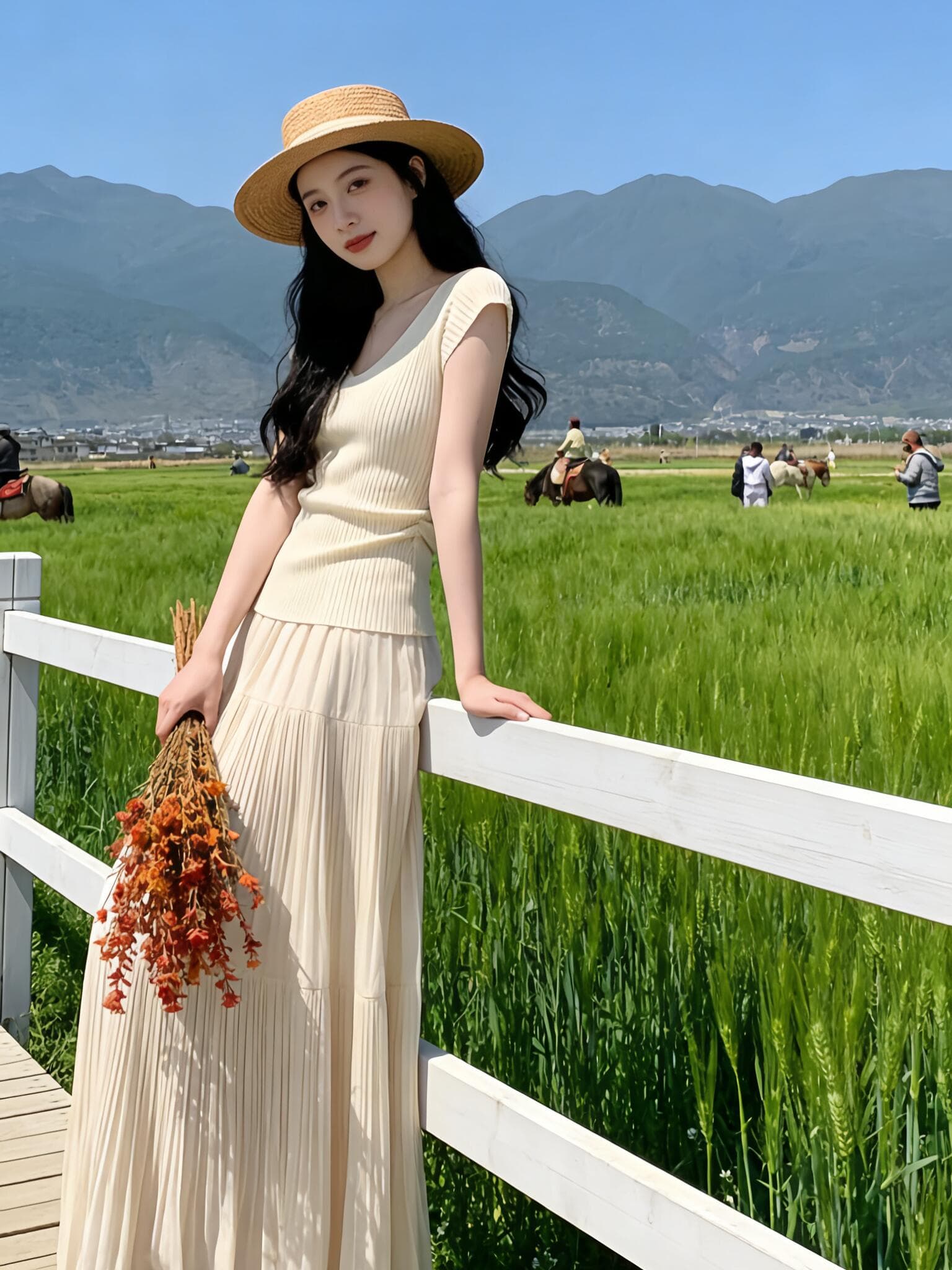 2026 슈퍼 화재 착용 가져 가라. 전체 집합 chic 한 부서 점프 슈트 치마 여름 달콤함 도파민 고유 한 아름다운 세트 이미지 3