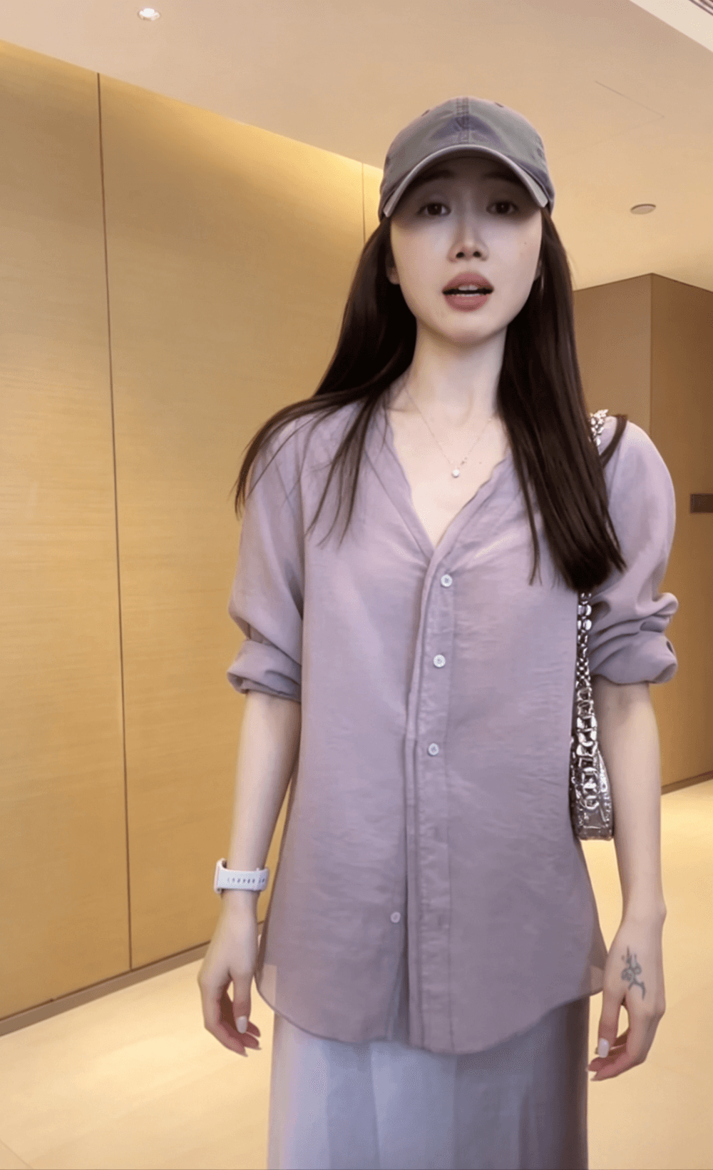 한 부서 미니멀리즘 여름 신제품 이중층 레이스 V넥 마이크로 ~을 통해 자외선 차단 루즈핏 셔츠