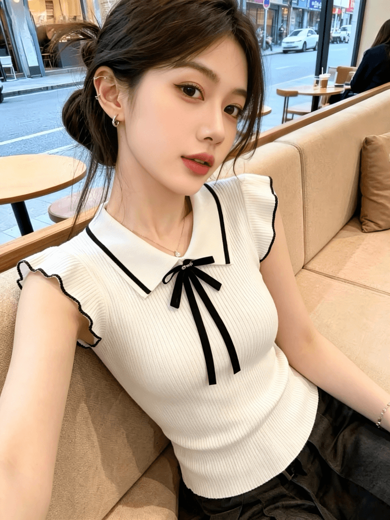 달콤함 Feifei 소매 니트 맨위