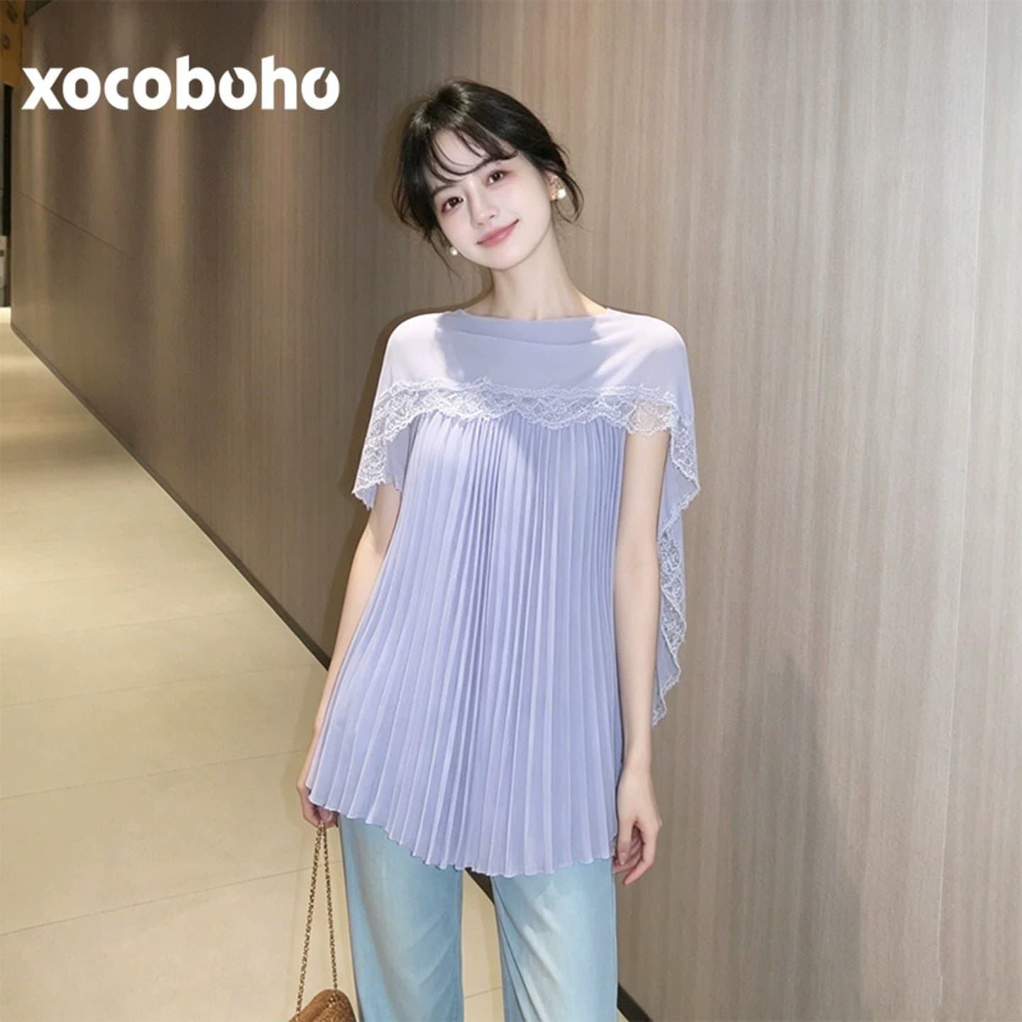 2026 여름 새로운 외국 가스 세련된 느슨함 센스 맨위 슈퍼 화재 슈퍼 잘 생긴 보라색 주름 셔츠 상세 이미지 1