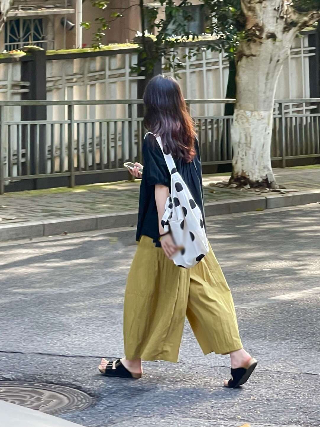 한 부서 출퇴근 품격 도루 센스 와이드 레그 팬츠 봄 여름 루즈핏 느긋한 바람 9부 바지 미니멀리즘 다용도 캐주얼 바지 상세 이미지 5