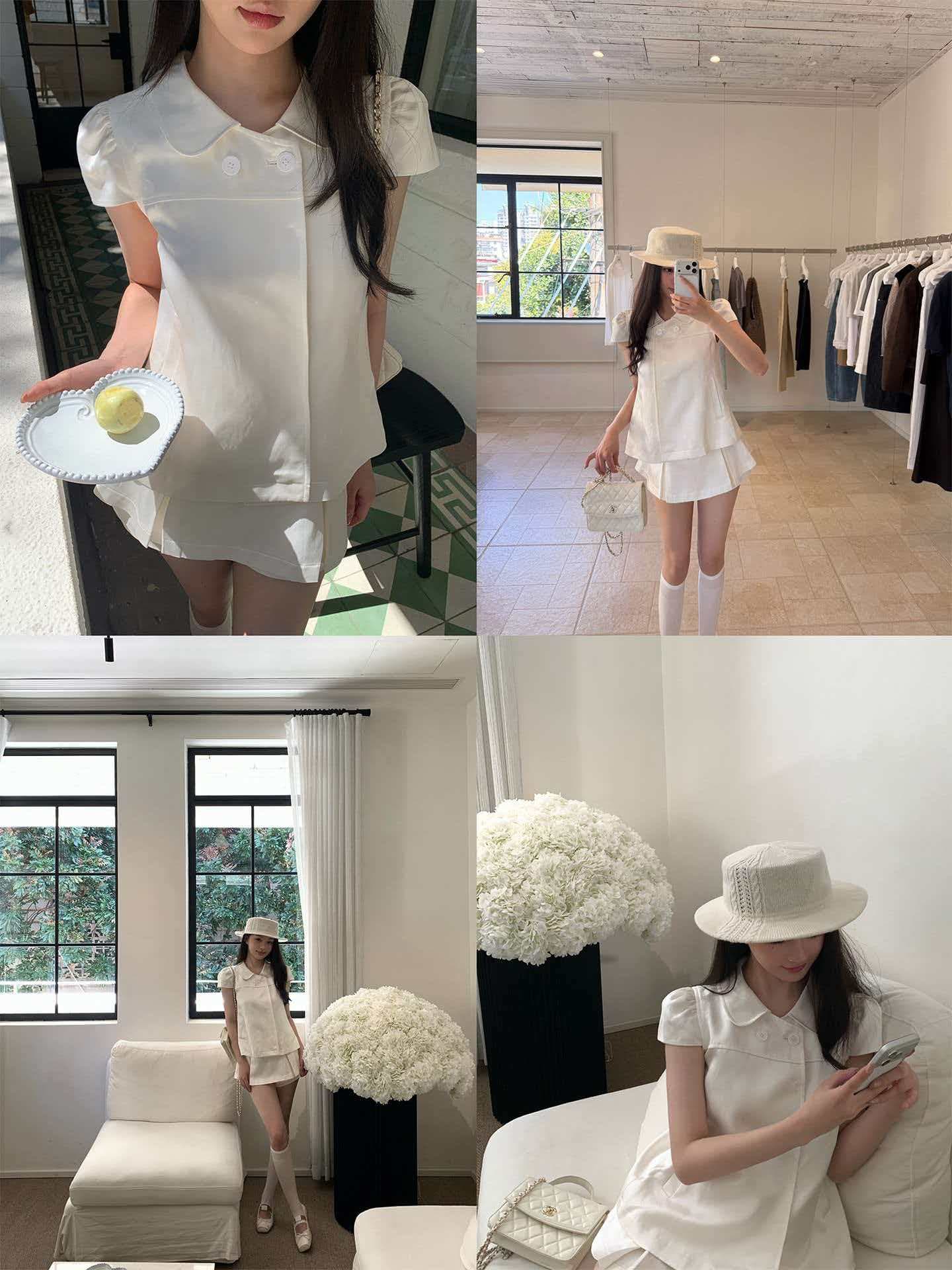 한 여성 feel 아마 라이 경기 서울 2 색 베이비 칼라 맨위 몸매 가꾸기 치마바지 자이언트 잘 생긴 세트 상세 이미지 4
