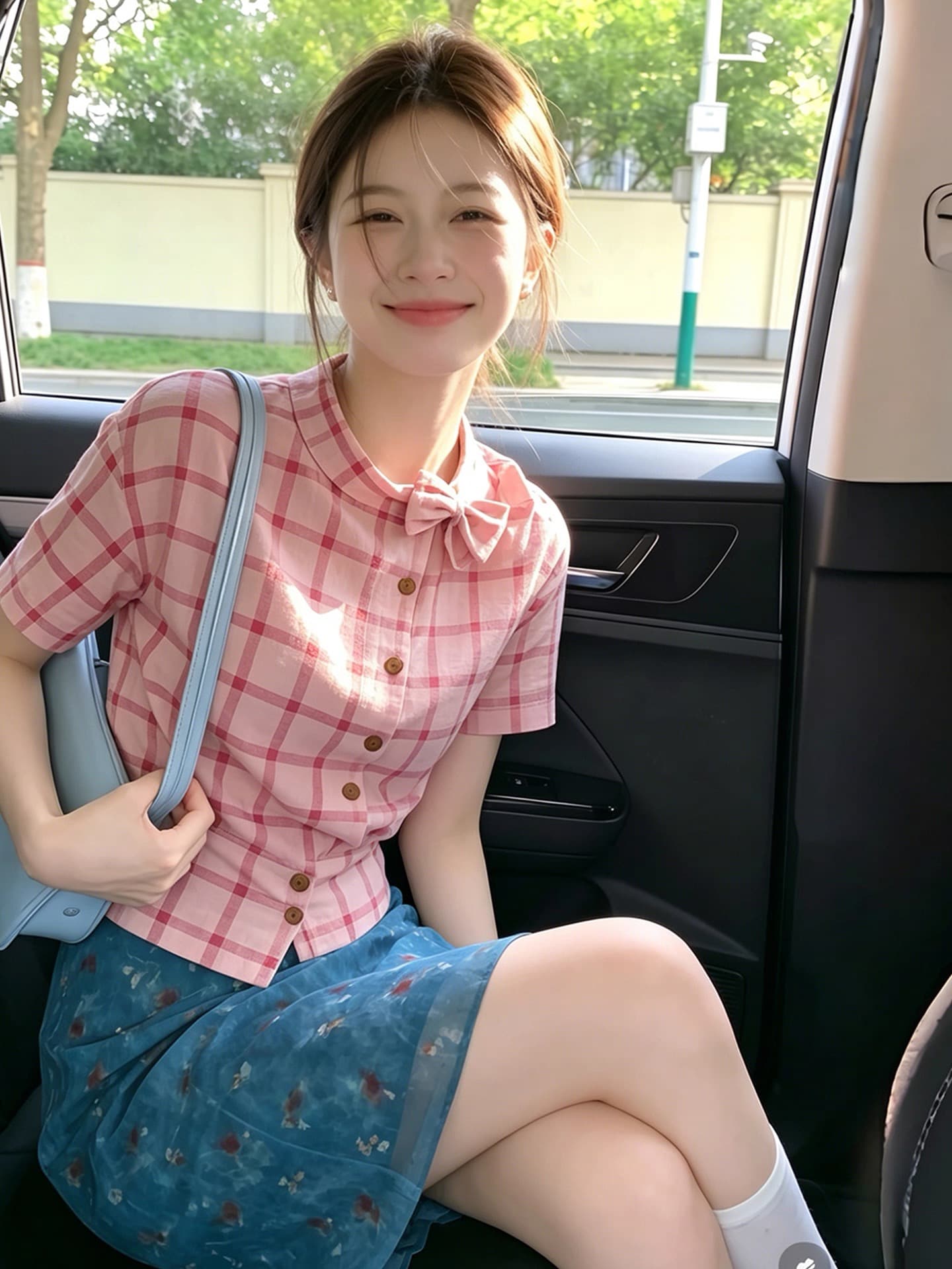 2026 새로운 여름 프랑스식 사소한 그레이트 봐. 의류 도파민 달콤한 자매 바람 핑크색 체크무늬 민소매 여성 셔츠 상세 이미지 2