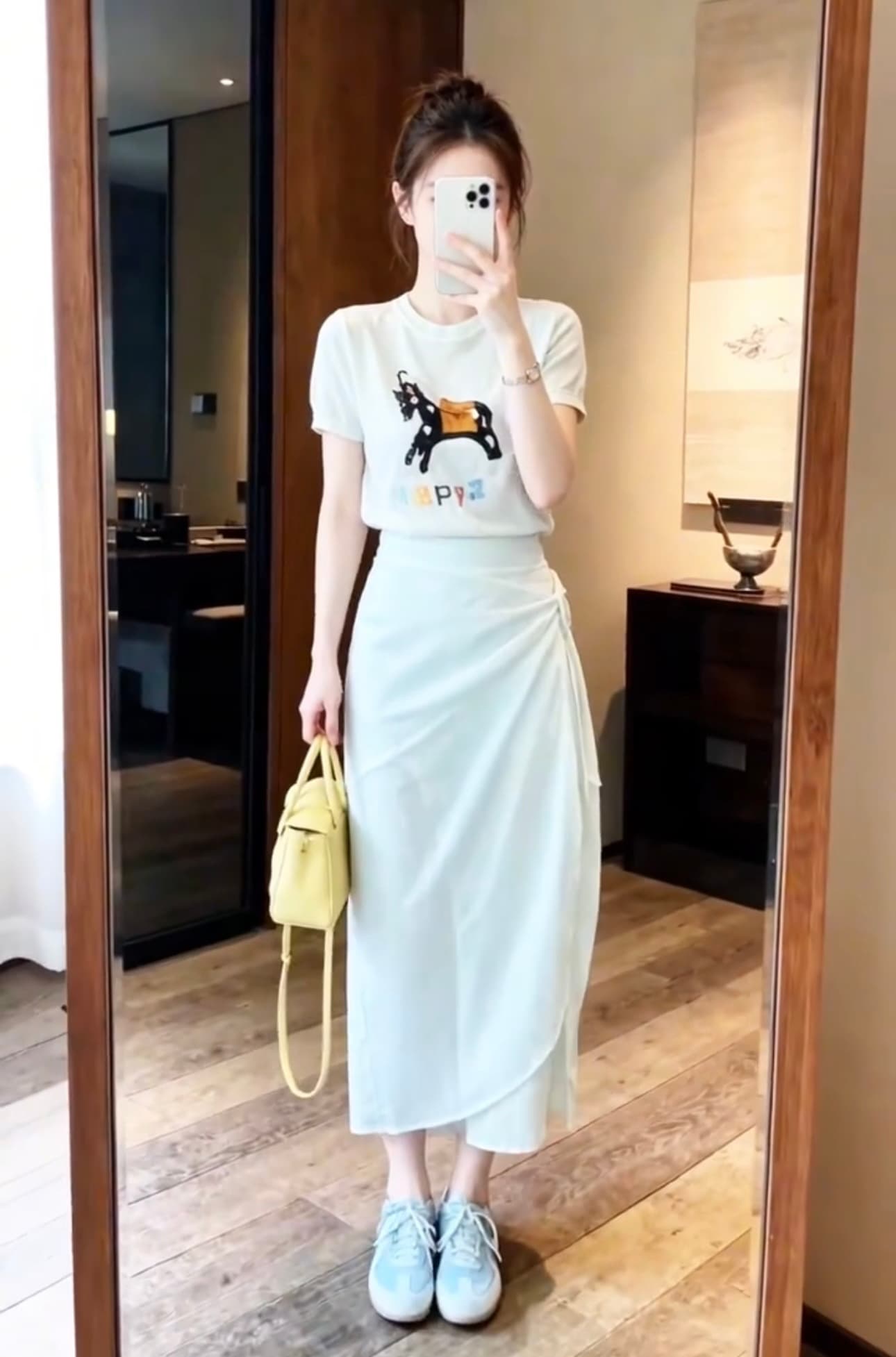 한 부서 도파민 작은 말 자카드 자수 반팔 니트 스웨터 여성 자이언트 잘 생긴 ~ 중 작은 대중 연령 감소 다용도 맨위 트렌디 상세 이미지 2