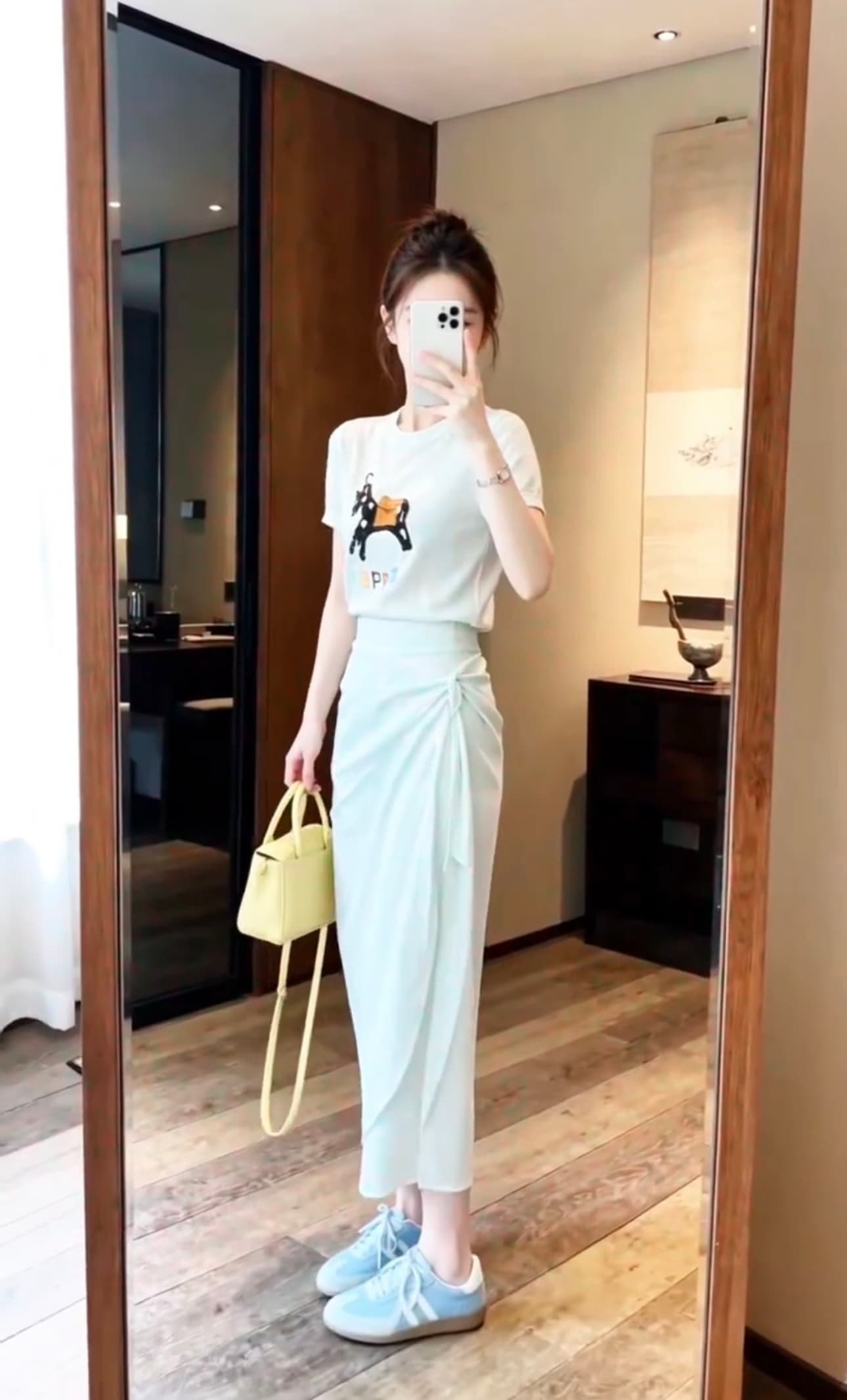 한 부서 도파민 작은 말 자카드 자수 반팔 니트 스웨터 여성 자이언트 잘 생긴 ~ 중 작은 대중 연령 감소 다용도 맨위 트렌디 상세 이미지 3