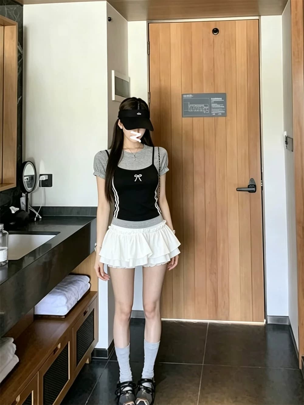 프랑스식 레트로 학원 스타일 페이크 레이어드 디자인 센스 작은 대중 여름 새로운 다용도 슬림해 보이는 맨위 여성 상세 이미지 1