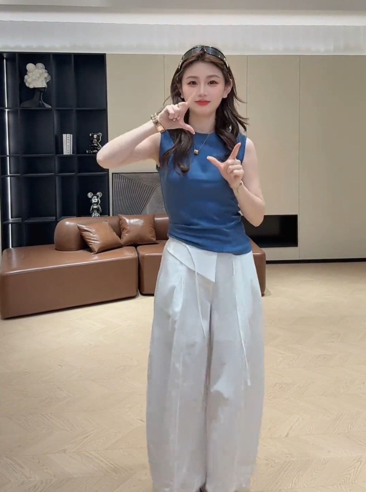 여름 단색 조끼 캐주얼 다용도 바지 세트