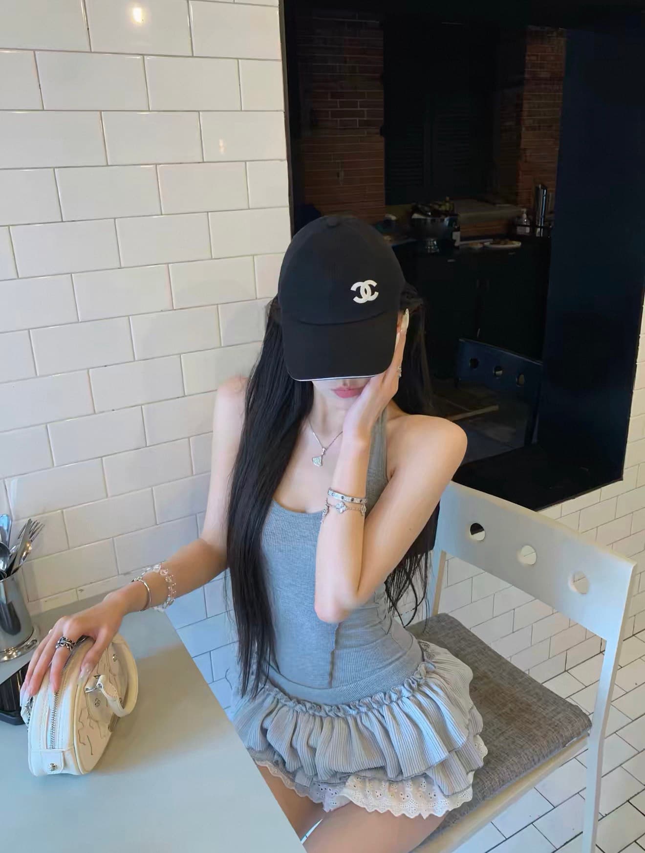 한 여성 회색 행침 목 몸매 가꾸기 케이크 드레스 섹시함 핫걸 허리 수축 민소매 쇼트 스타일 드레스