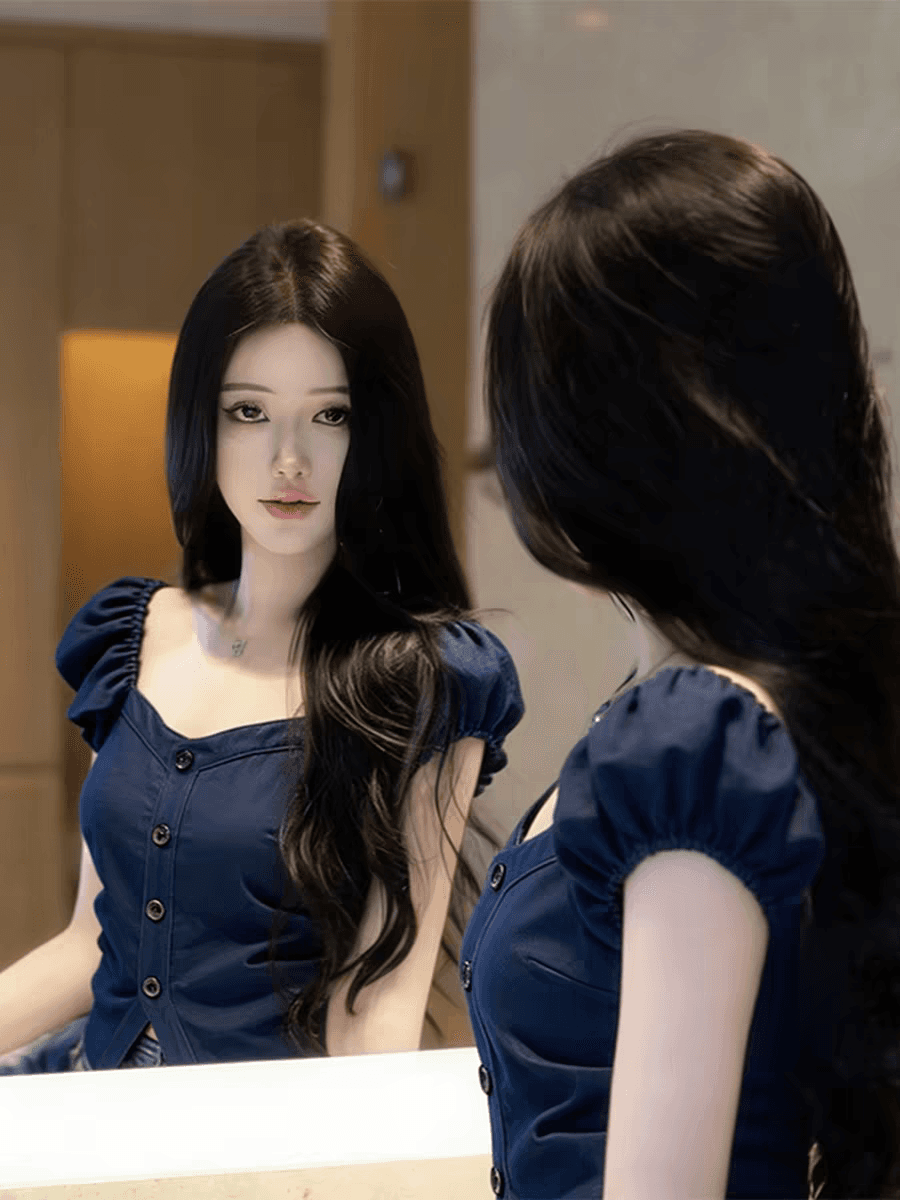 2026 새로운 고급 센스 빛 럭셔리 연령 감소 외국 가스 작은 대중 고유 한 슈퍼 잘 생긴 파란색 꽃밭 반팔 맨위 상세 이미지 5