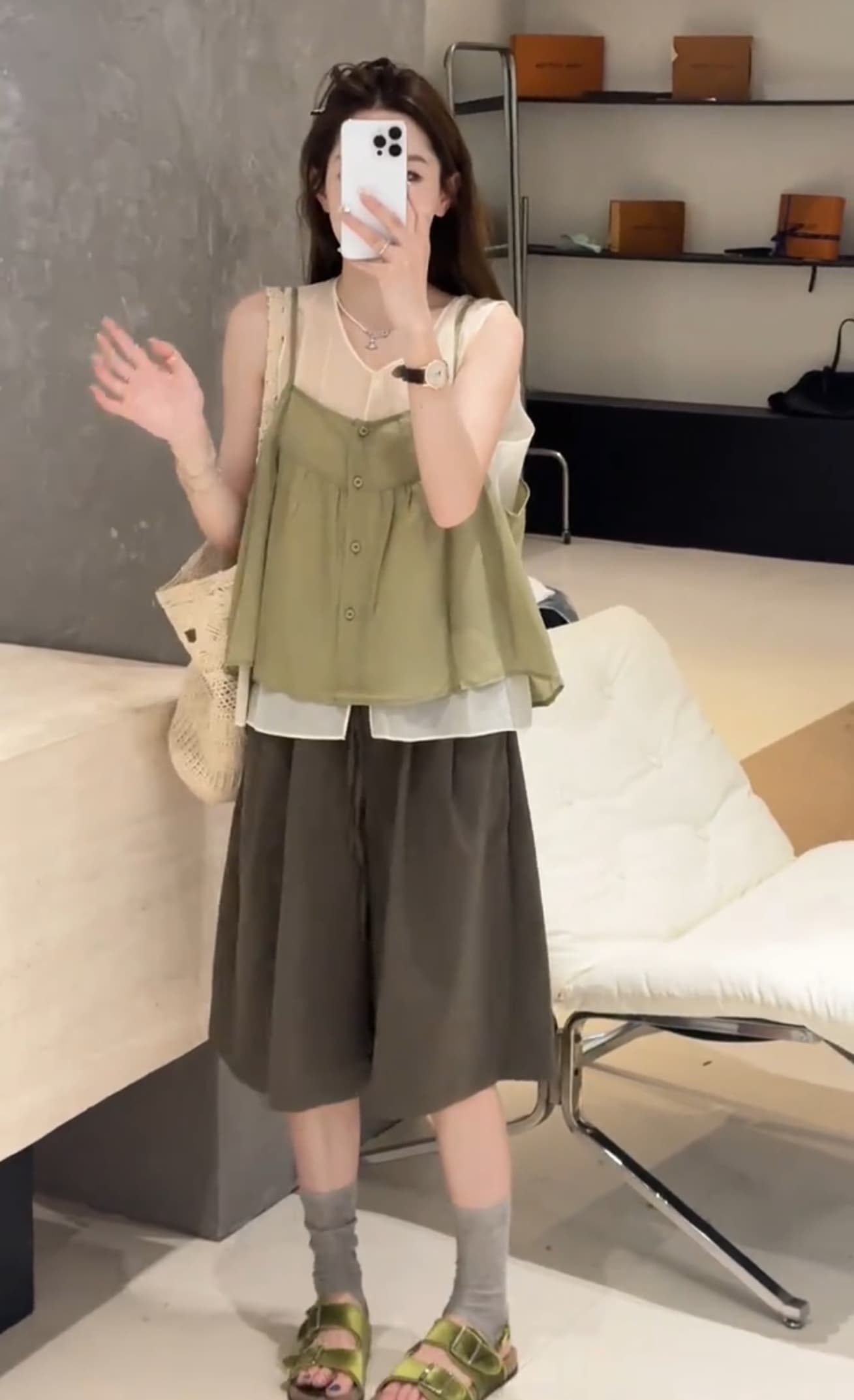 여름 새로운 한 부서 캐주얼 루즈핏 다용도 외국 가스 품격 달콤함 사실 두 조각 맨위 와이드 레그 팬츠 어린이 3종 세트 이미지 2