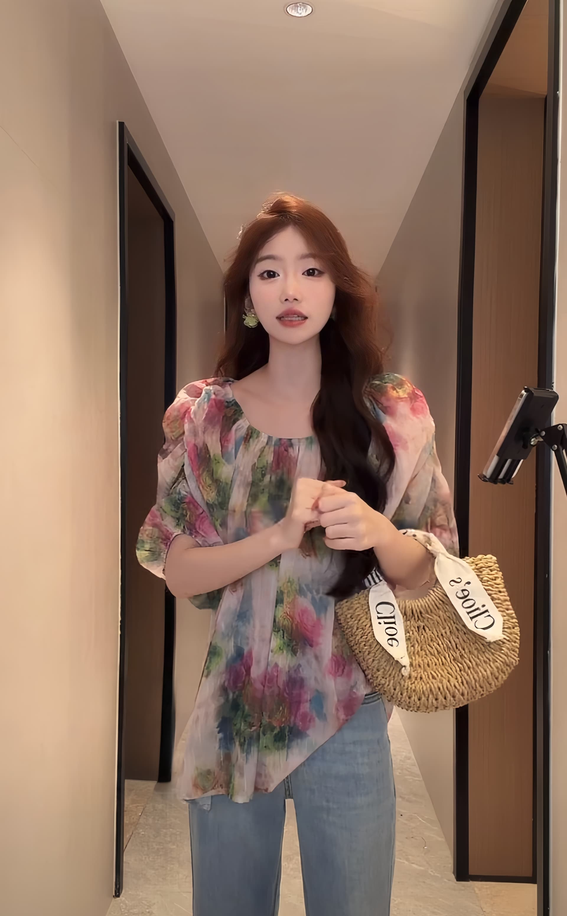 여름 오프숄더 프린트 셔츠 이미지 2