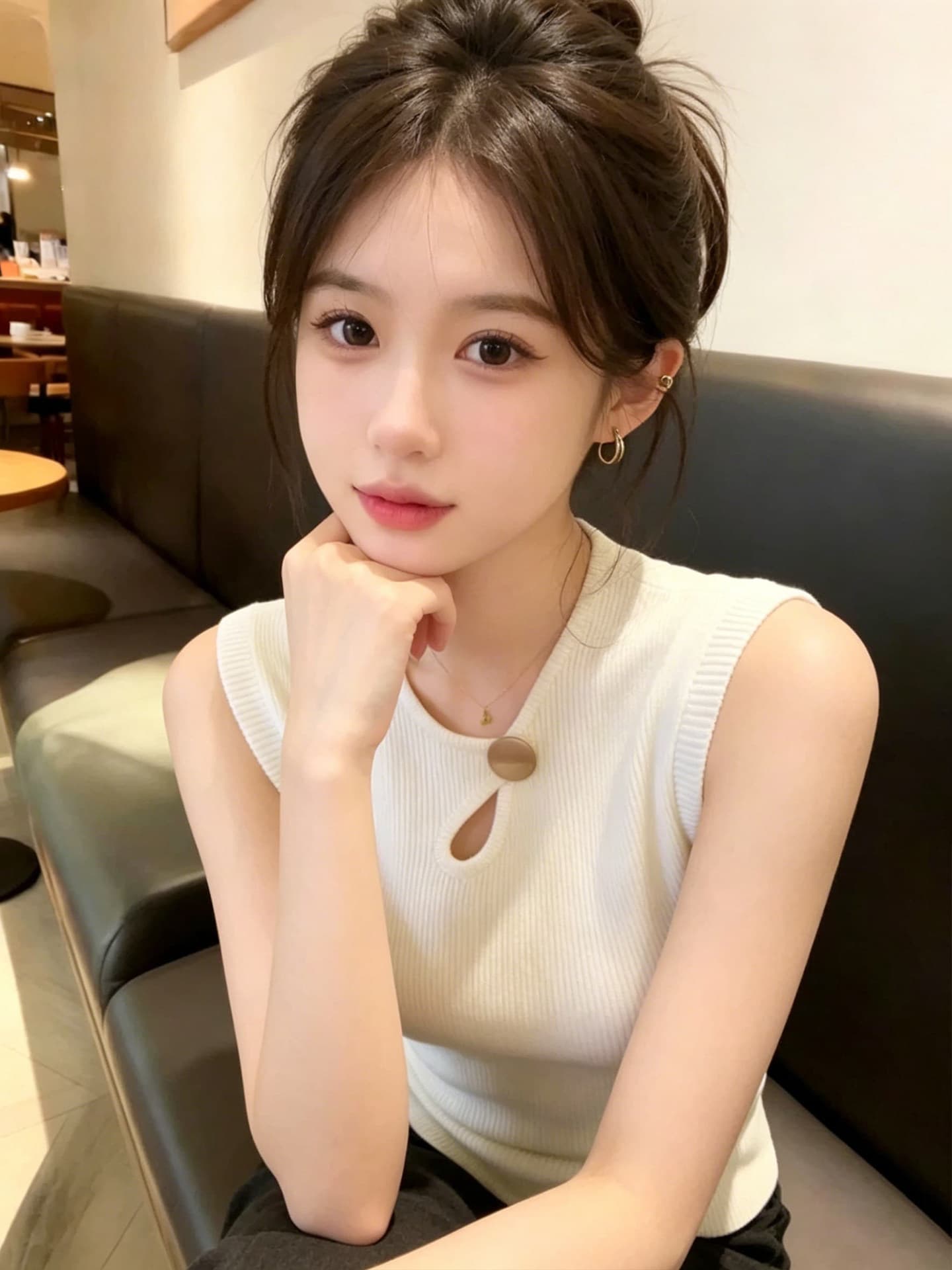 살구 색상 태국 아름다운 외출용 민소매 행침 목 맨위 캐미솔 2026 여름 해변가 휴가 바람 맨위 상세 이미지 2