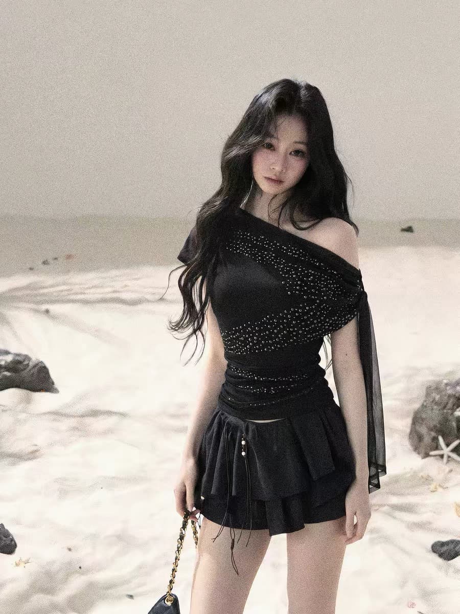 aomalm 덜 또한 눈 바람 밀어 넣는 ~ 중 별빛 순수한 욕망 오프숄더 플래시 훈련 티셔츠 여성 여름 민소매 허리 수축 맨위 이미지 2