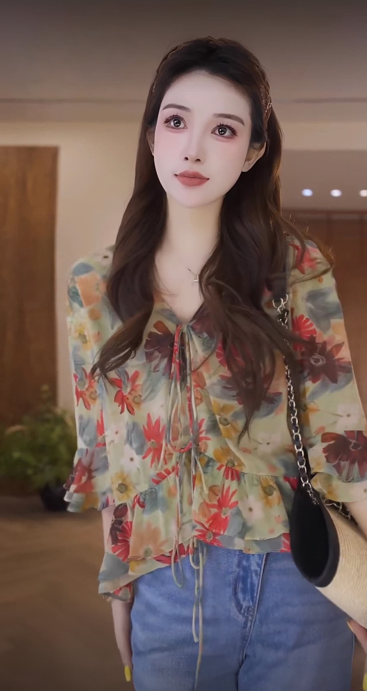 프랑스식 레이스업 꽃무늬 셔츠 여성 여름 새로운 고급 고유 한 잘 생긴 아름다운 외국 가스 Chic 작은 셔츠 맨위 상세 이미지 1