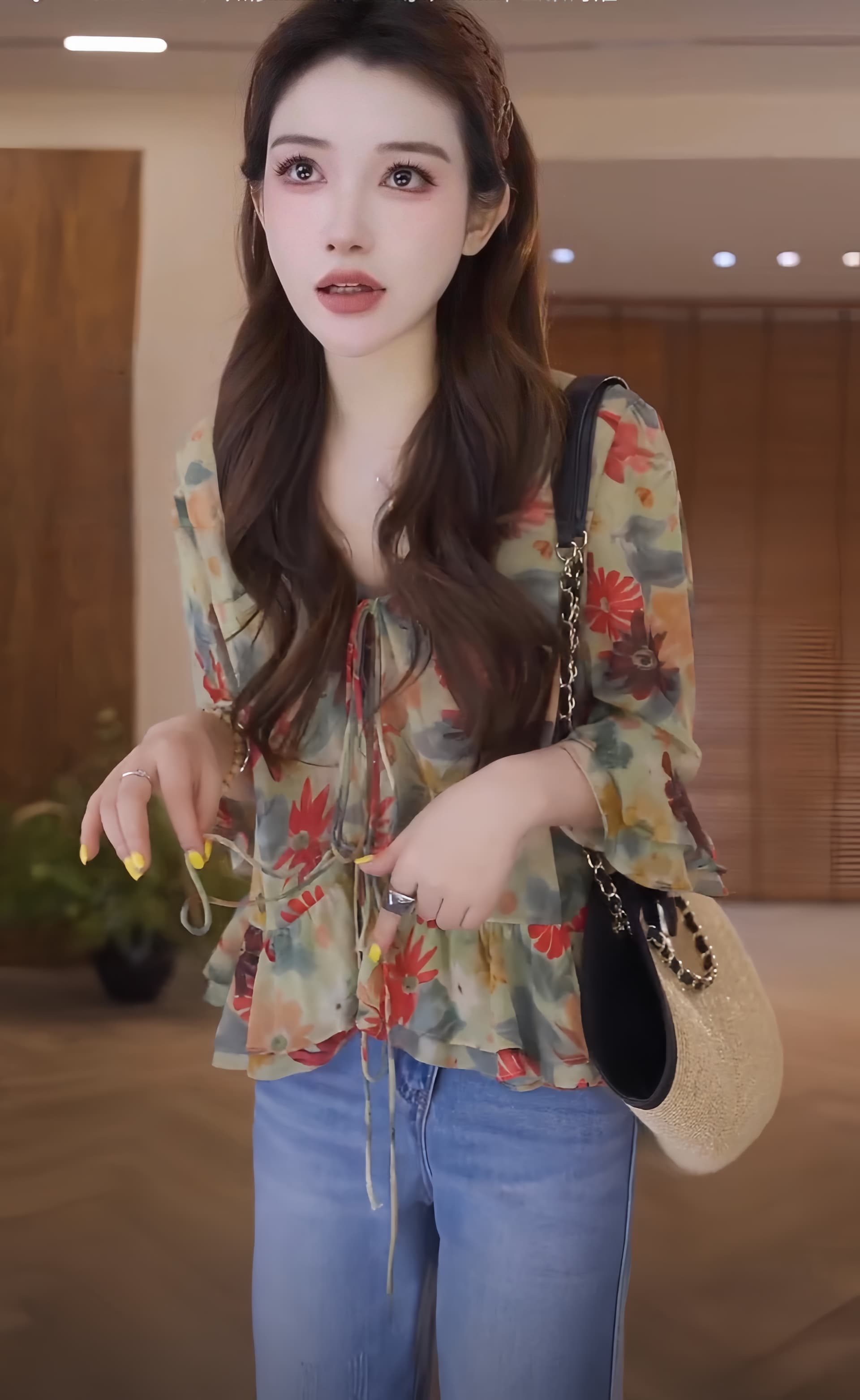 프랑스식 레이스업 꽃무늬 셔츠 여성 여름 새로운 고급 고유 한 잘 생긴 아름다운 외국 가스 Chic 작은 셔츠 맨위 상세 이미지 2