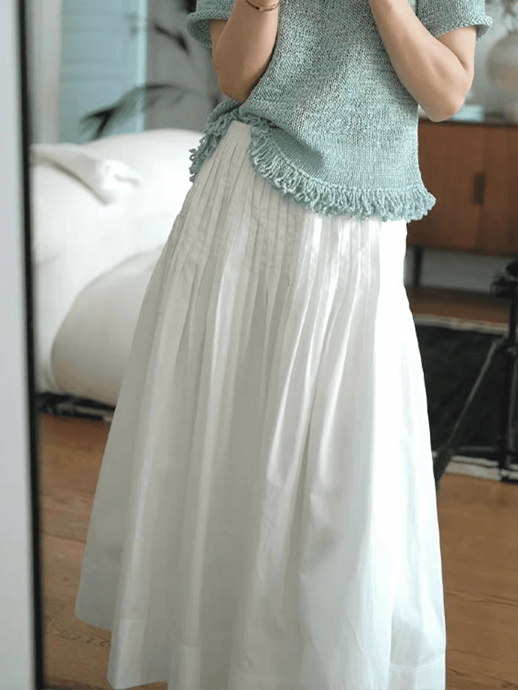 폭발 탑 그램 Pleat 진자 26 여름 치마 화이트 그는 벤 미학 분위기 센스 우산 저항 주름 플리츠 패션 센스 상세 이미지 1