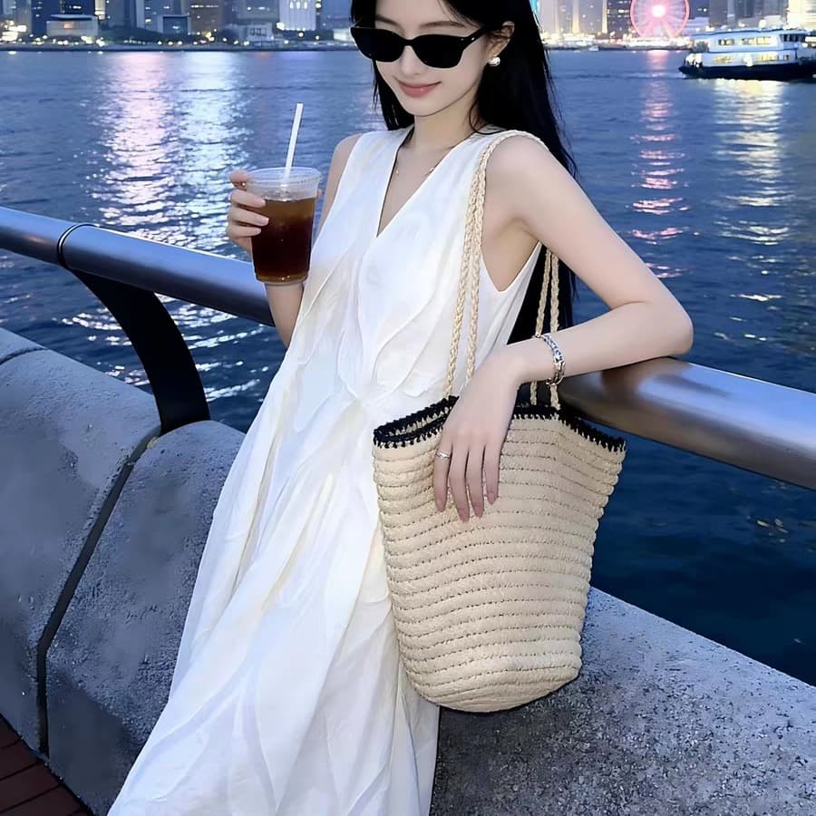 프랑스식 디자인 센스 빛 럭셔리 품격 민소매 조끼 여성 드레스 여름 새로운 루즈핏 고급 센스 롱 스커트 상세 이미지 5