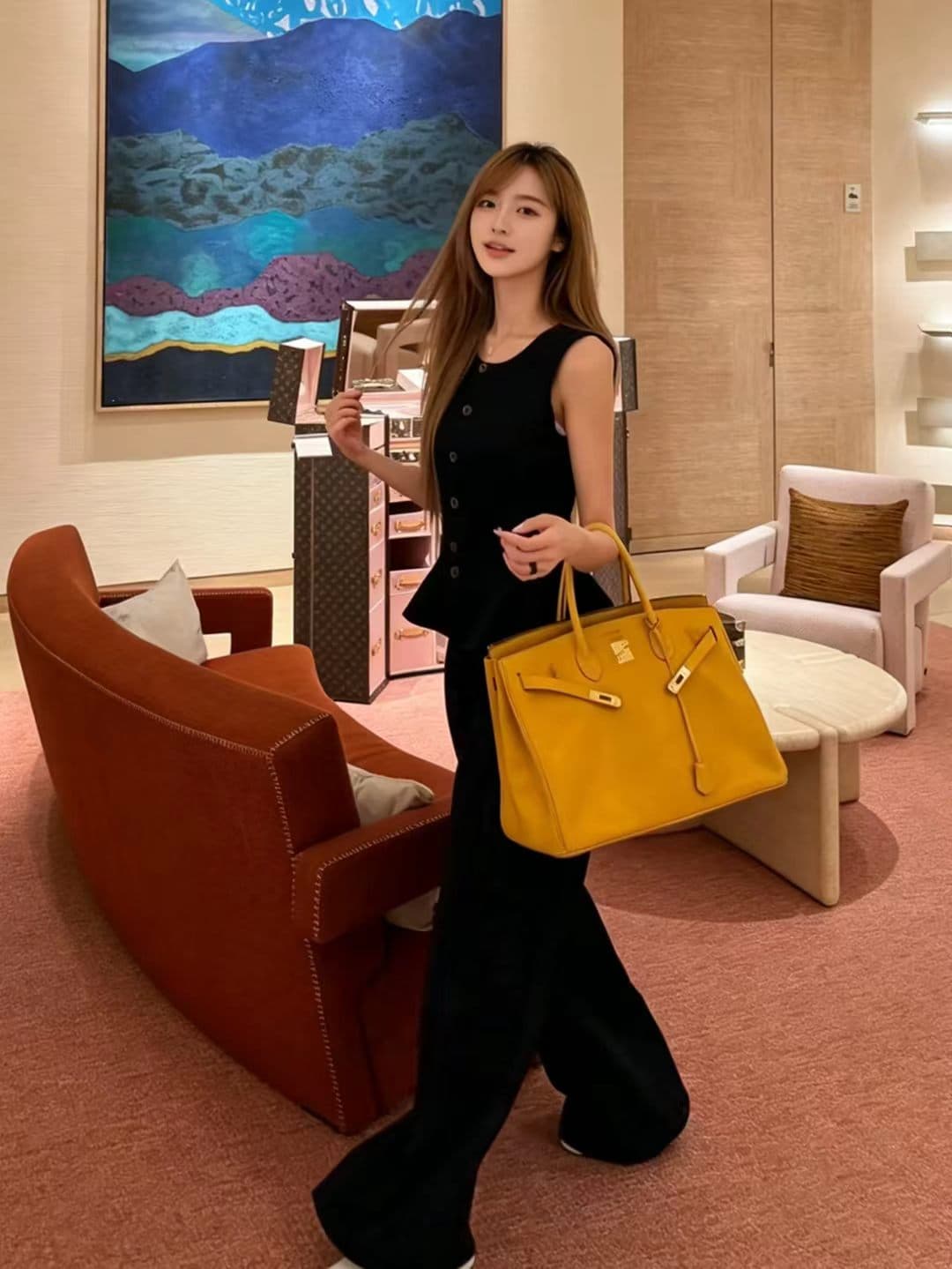 오래된 돈 프랑스식 부드러운 신선함 캐주얼 다용도 프릴 민소매 셔츠 조끼 베스트 맨위 와이드 레그 팬츠 세트 상세 이미지 12