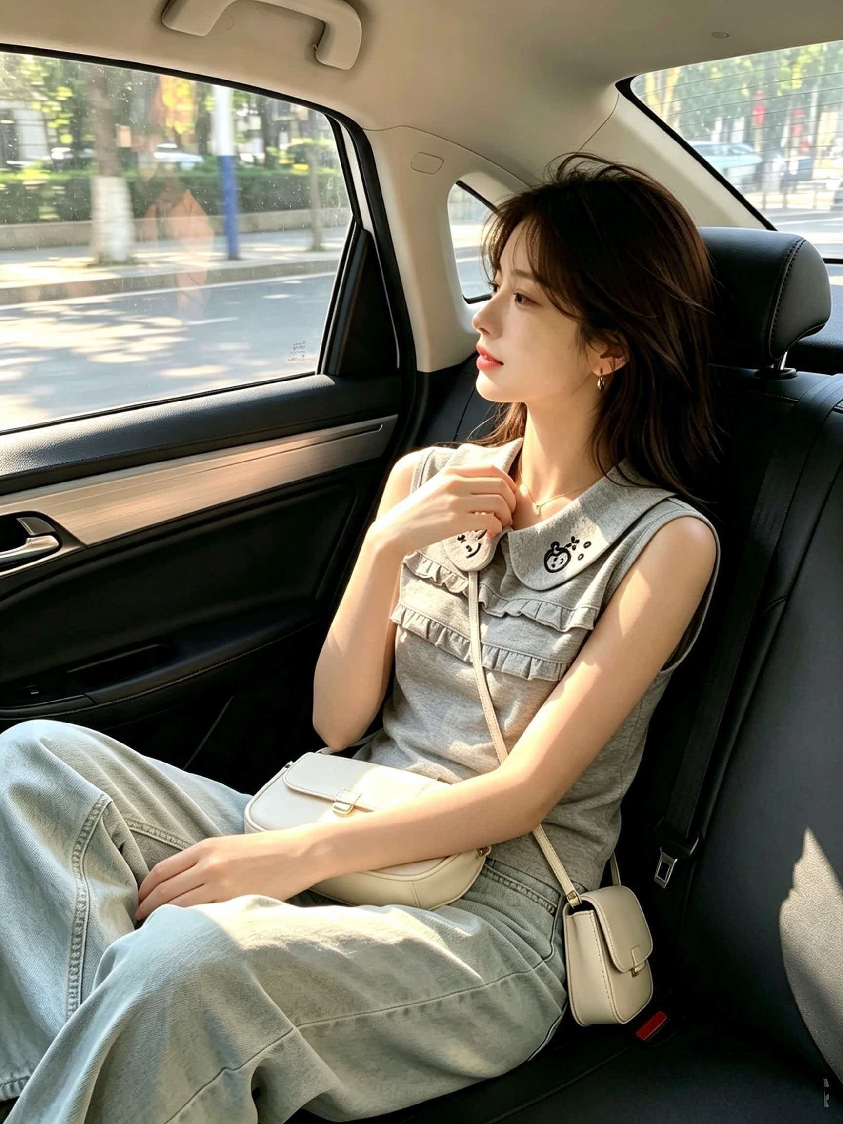 한 부서 작은 키 회색 베이비 칼라 프릴 캐미솔 2026 여름 튀김 거리 고유 한 아름다운 맨위 상세 이미지 2