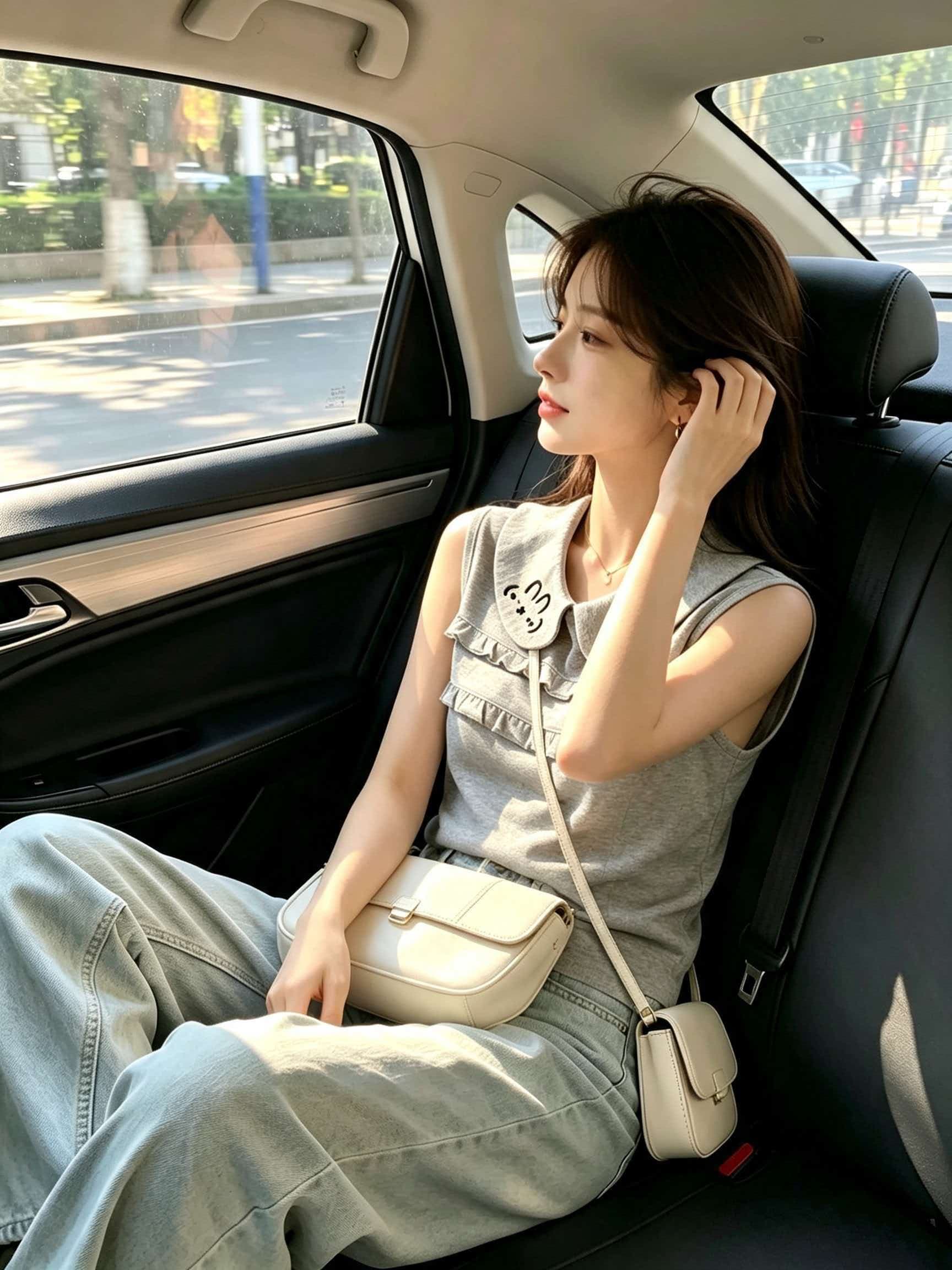 한 부서 작은 키 회색 베이비 칼라 프릴 캐미솔 2026 여름 튀김 거리 고유 한 아름다운 맨위 상세 이미지 3