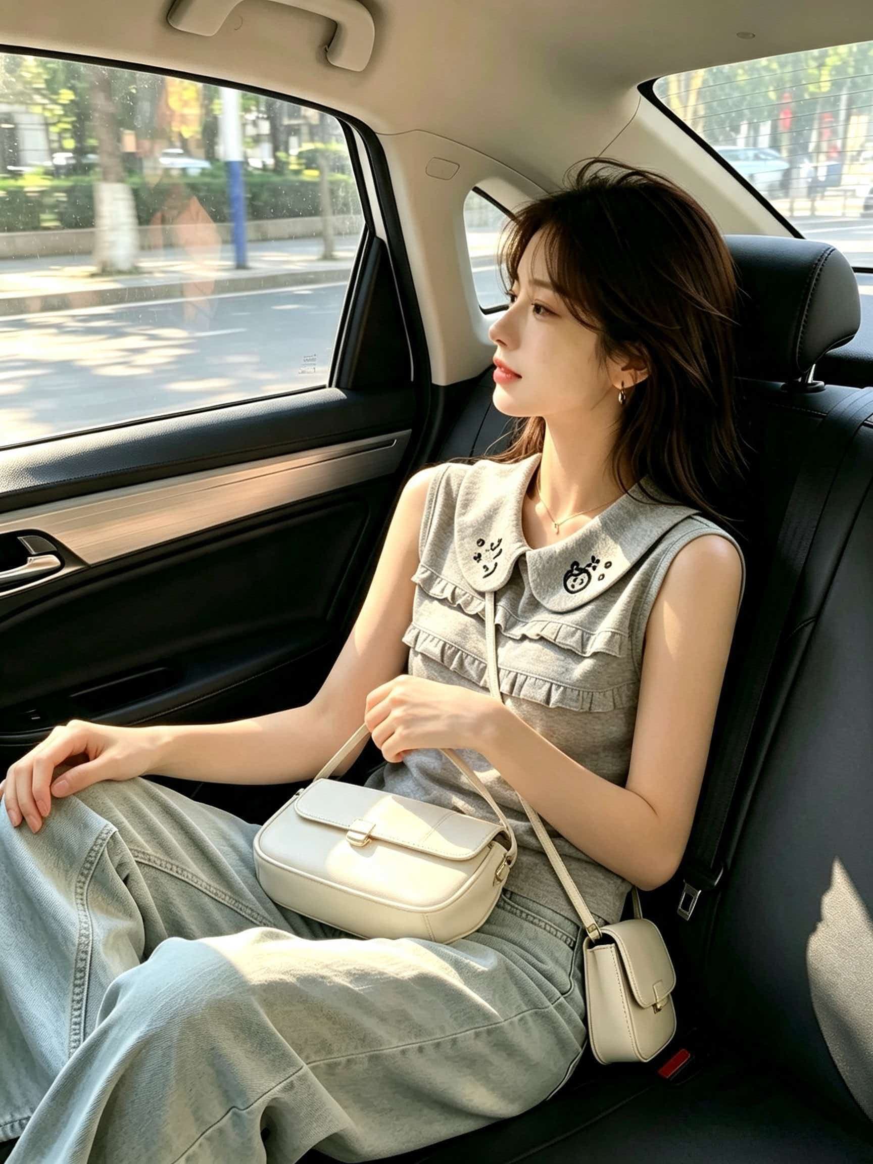 한 부서 작은 키 회색 베이비 칼라 프릴 캐미솔 2026 여름 튀김 거리 고유 한 아름다운 맨위 상세 이미지 4