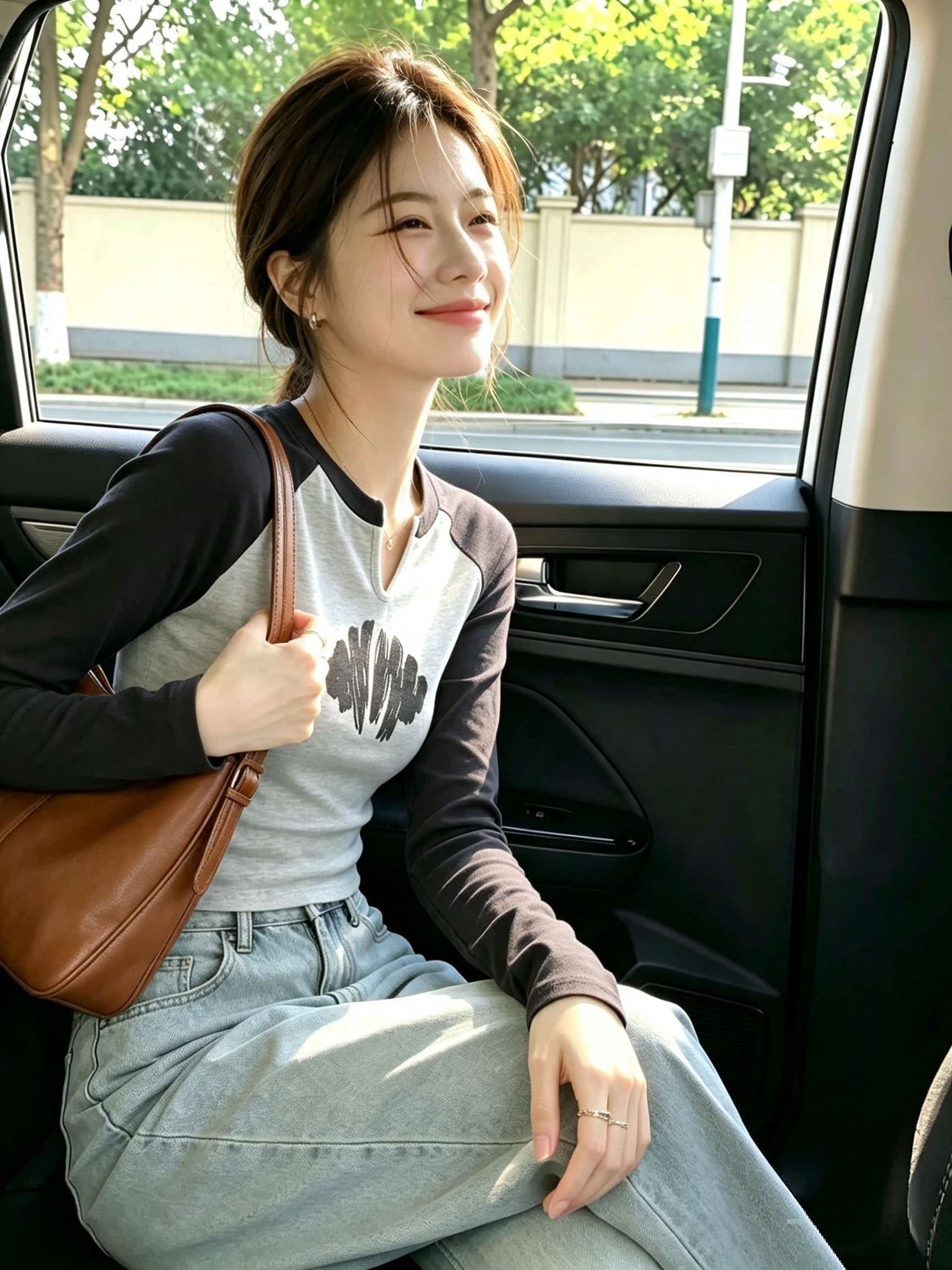 2026 가을 새로운 슈퍼 화재 연령 감소 맨위 회색 라운드 넥 삽입 어깨 소매 쇼트 스타일 몸매 가꾸기 허리 수축 긴팔 티셔츠 여성 상세 이미지 2