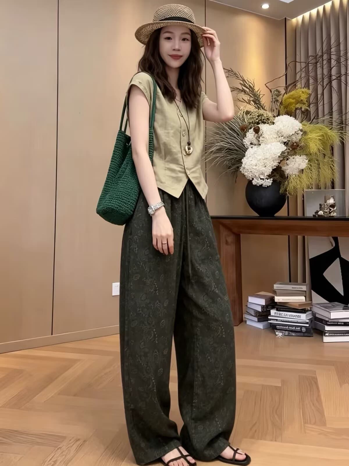 작은 조용한 잠시 2026 여름 새로운 다용도 슬림해 보이는 맨위 바지 상세 이미지 3