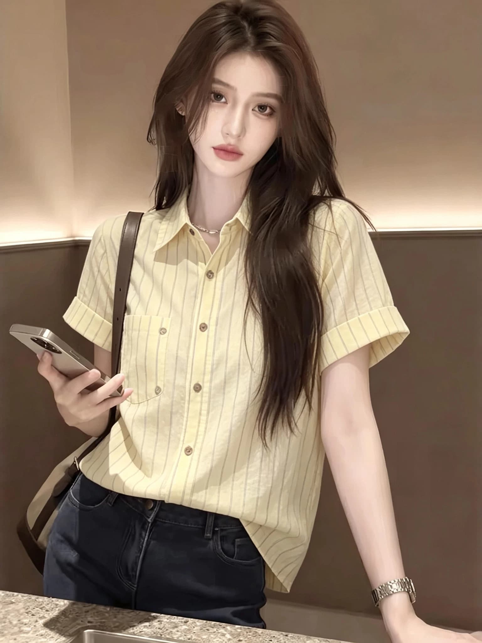디스플레이 화이트 스트라이프 셔츠 이미지 2