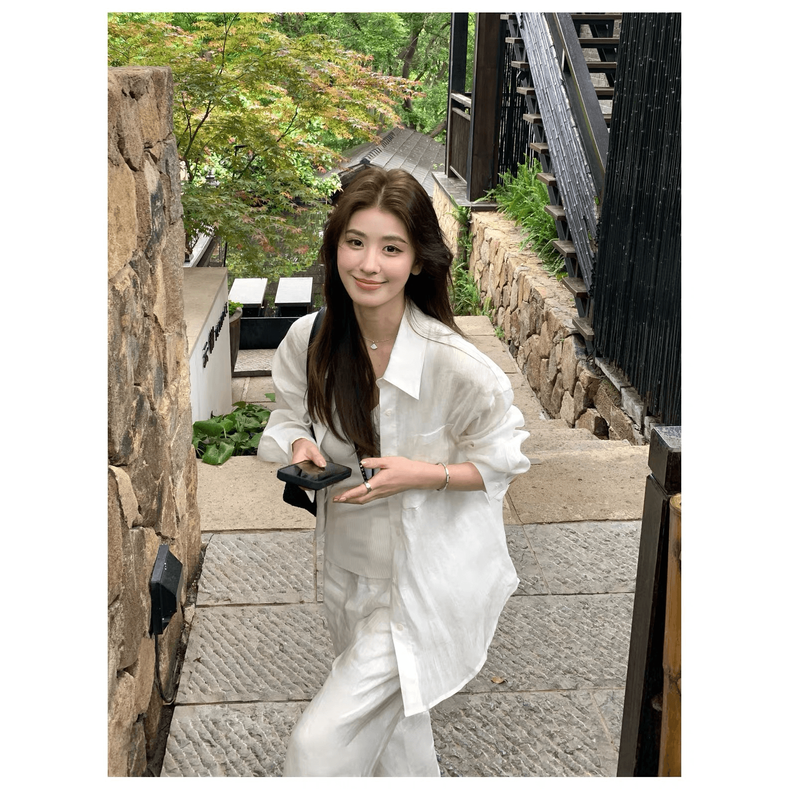 2026 새로운 아마 화이트 여성 셔츠 이른 가을 오래된 돈 바람 고급 센스 느슨함 외부 가져 가라. 통기성 셔츠 트렌디 상세 이미지 5
