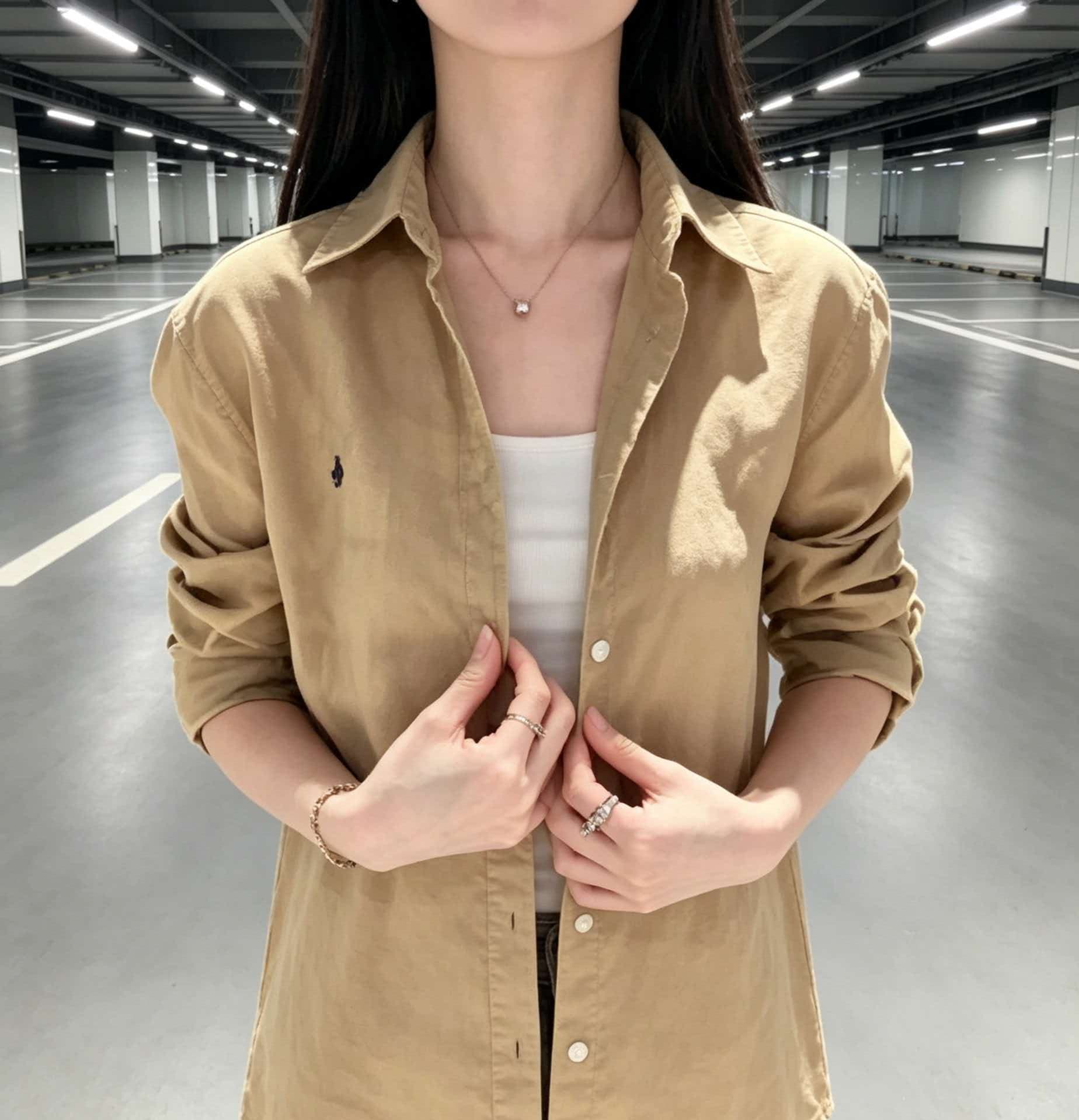 2026 년 가을 면 린넨 루즈핏 작은 말 자수 패턴 캐주얼 연령 감소 맨위 핑크색 폴로 칼라 긴팔 여성 셔츠 이미지 2