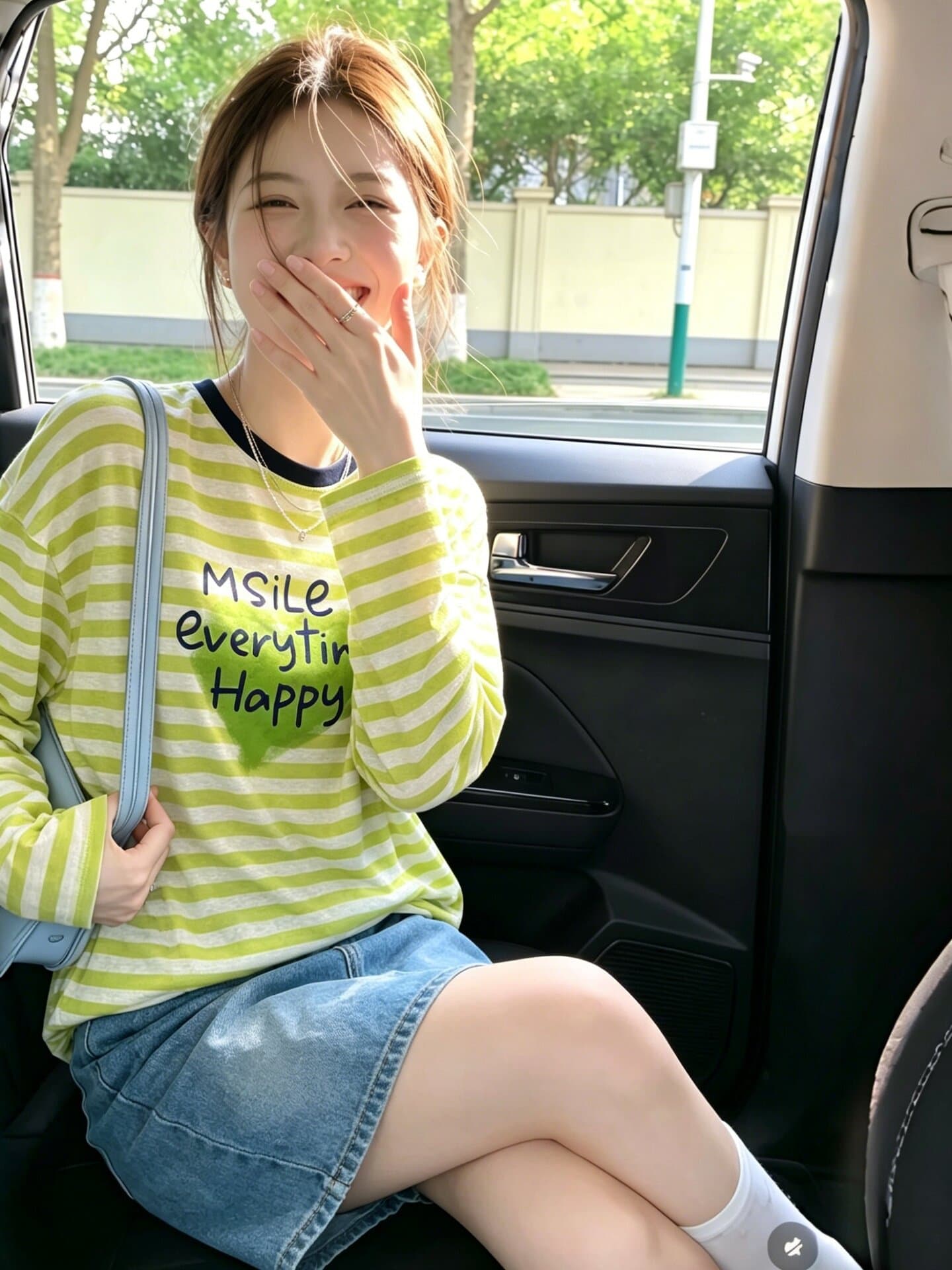 2026 여름 도파민 착용 가져 가라. 아름다운 맨위 녹색 프린트 자외선 차단 슈퍼 화재 연령 감소 라운드 넥 긴팔 티셔츠 여성 상세 이미지 5