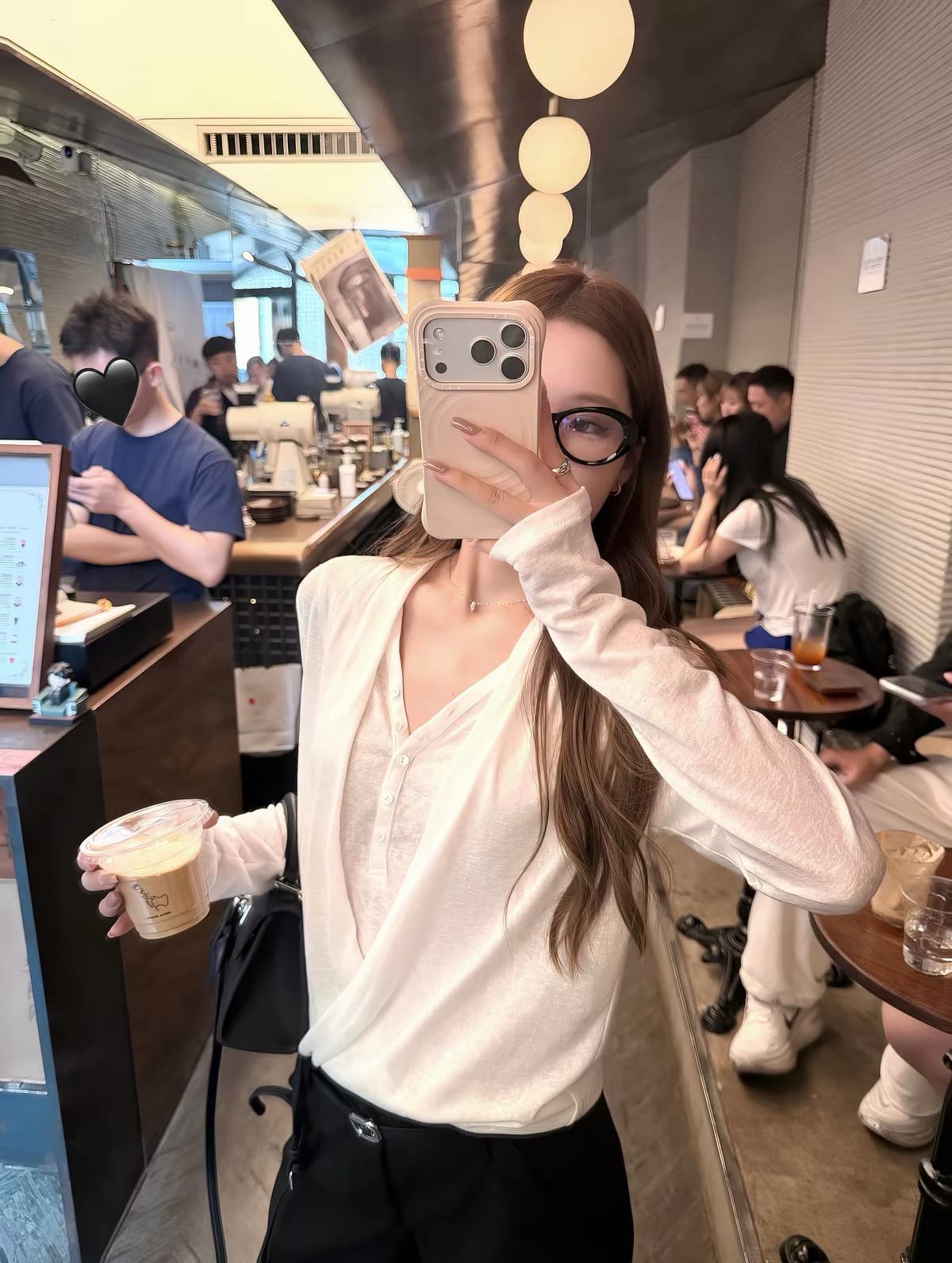 이른 가을 느긋한 종이 사람들 라이 경기 서울 면 아마 혼방 부드러운 피부 페이크 레이어드 도루 흔들다 긴 소매 티셔츠 상세 이미지 2