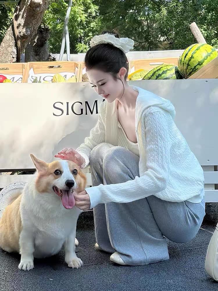 한 부서 학원 스타일 지퍼 후드 긴팔 니트 오픈 가디건 여성 자이언트 잘 생긴 ~ 중 작은 키 다용도 스웨터 코트 이미지 3
