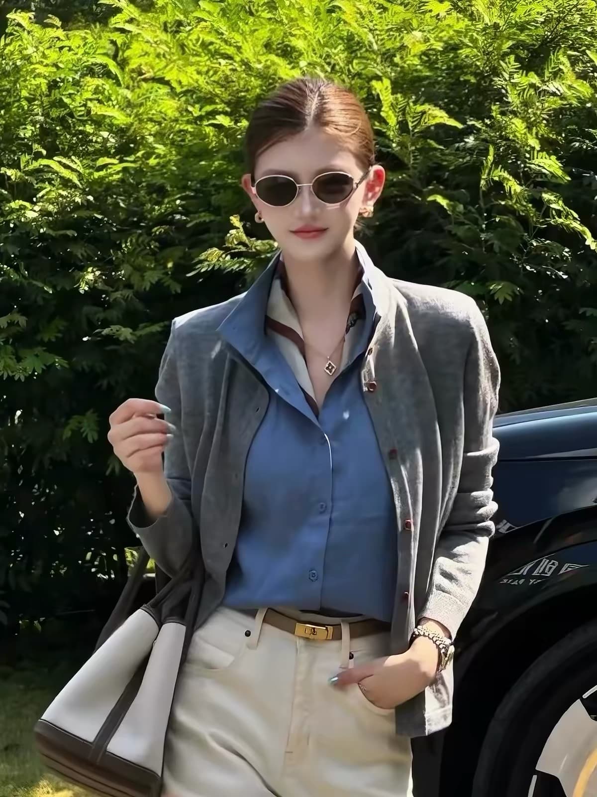 2026 가을 겨울 새로운 캐주얼 작은 대중 오래된 돈 바람 맨위 높음 지혜 센스 품격 페이크 레이어드 로얄 자매 니트 오픈 가디건 여성 이미지 4