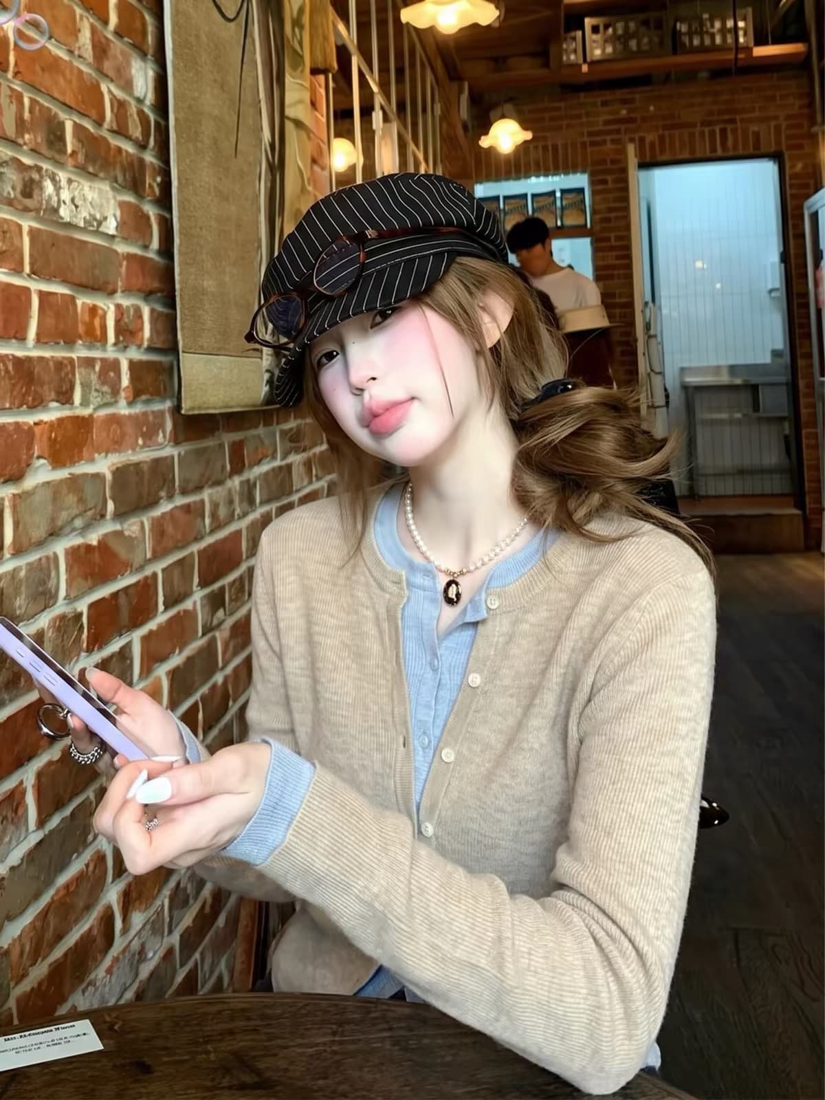 한 부서 착용 가져 가라. 페이크 레이어드 긴팔 니트 오픈 가디건 여성 코트 가을 품격 자이언트 잘 생긴 ~ 중 외출용 루즈핏 맨위 상세 이미지 1