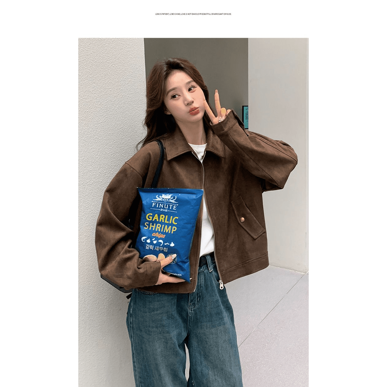 아름다움 라드. 쇼트 스타일 스웨이드 원단 여성 코트 봄과 가을 옷 아메리칸 레트로 느긋한 chic 다시 차가운 다시 바람의 소리 가죽 재킷 재킷 이미지 5