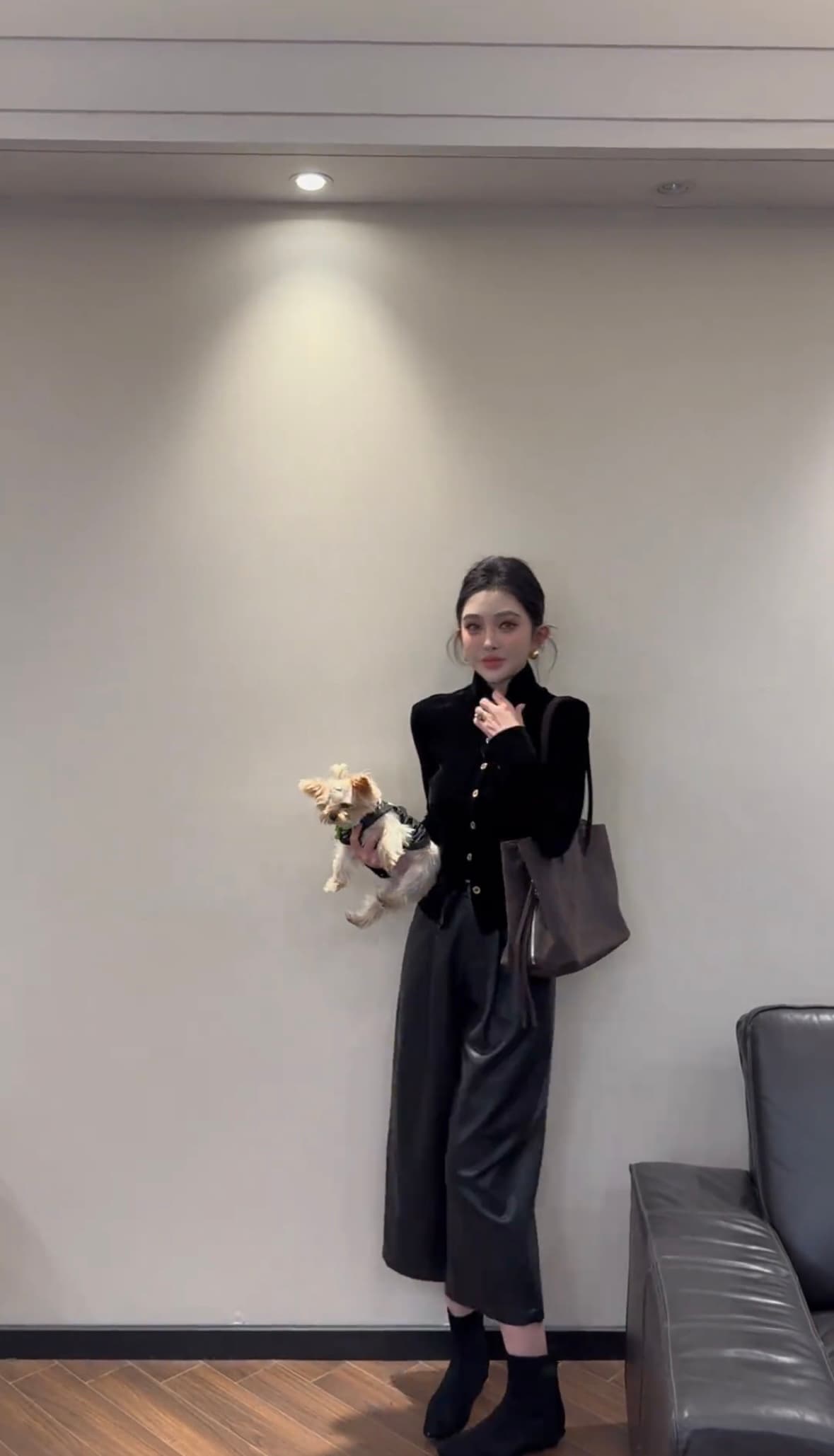2026 새로운 패션 품격 슬림해 보이는 다용도 스탠드 칼라 벨벳 셔츠 긴팔 맨위 이미지 5