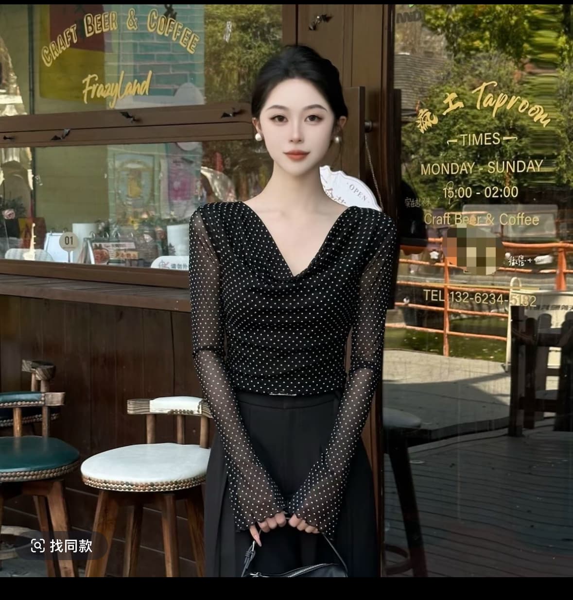 이른 가을 긴팔 도트 무늬 셔츠 상세 이미지 2