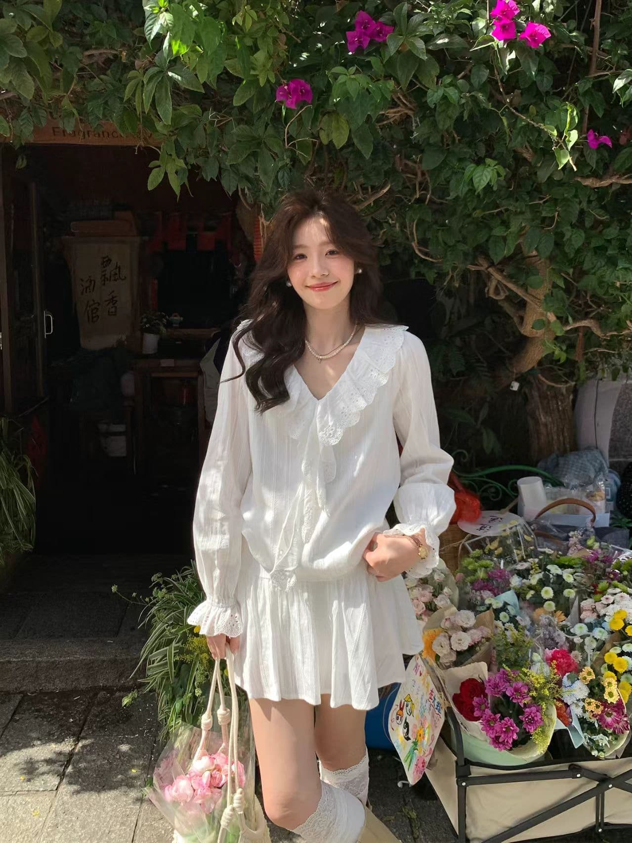 이른 가을 새로운 향기로운 백주 로맨스 한 부서 높음 지혜 부드러운 품격 절묘한 맨위 길이 반 스커트 세트 상세 이미지 4
