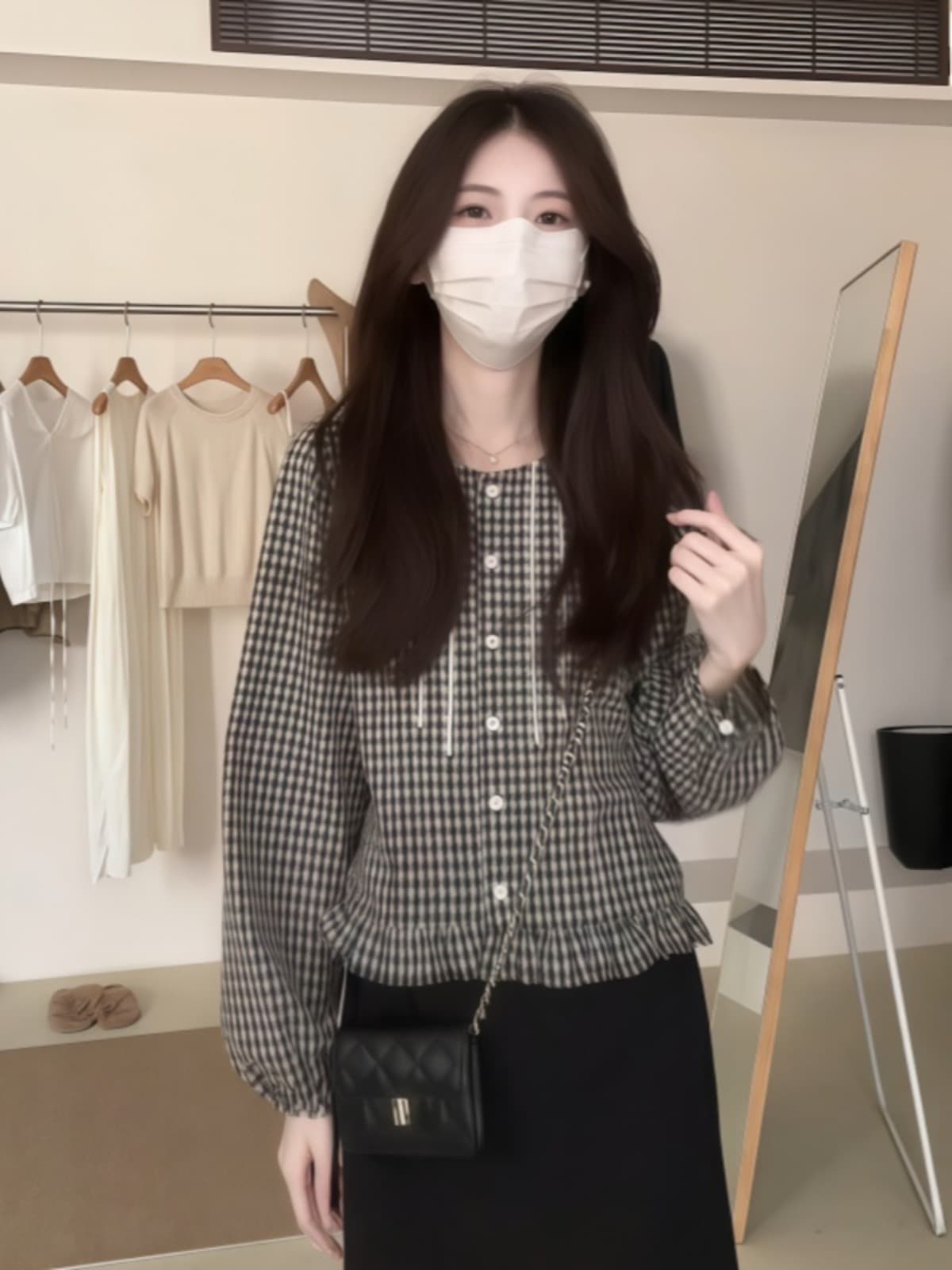 달콤함 연령 감소 프릴 체크무늬 여성 셔츠 2026 년 봄 새로운 작은 키 루즈핏 고유 한 Chic 맨위 이미지 3