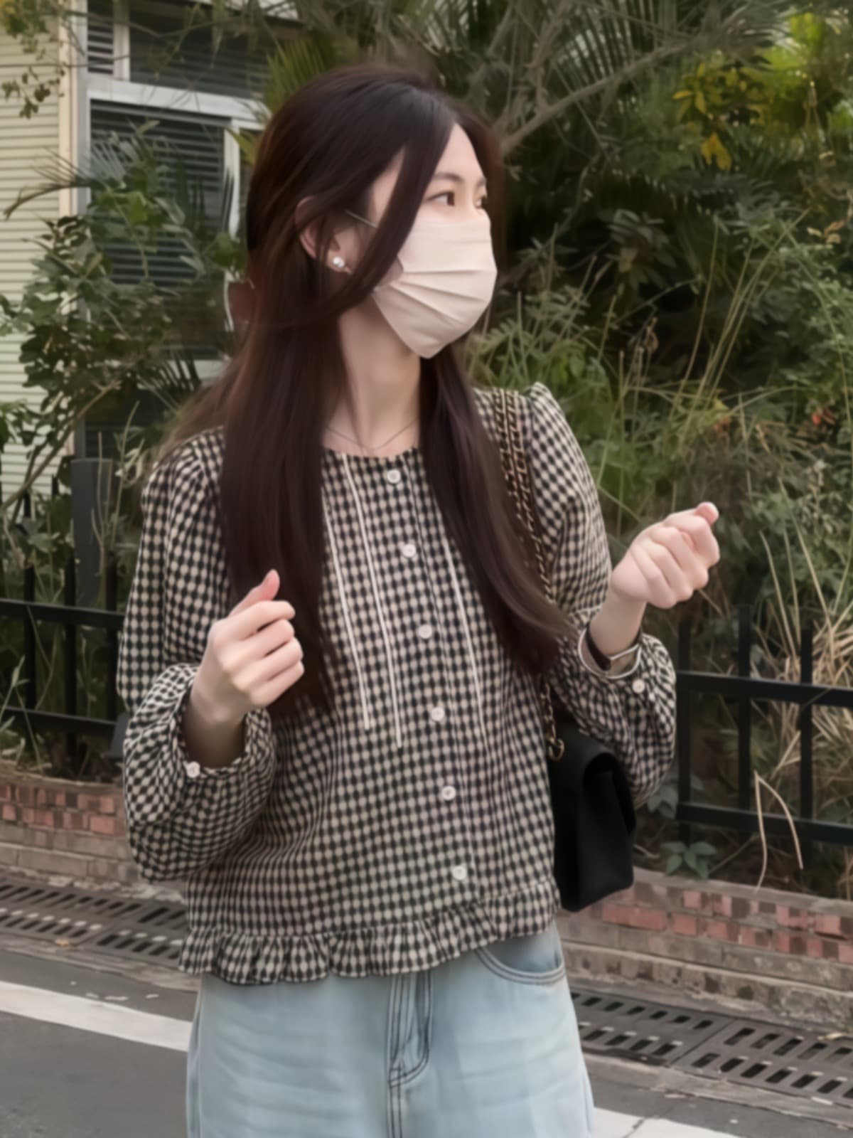 달콤함 연령 감소 프릴 체크무늬 여성 셔츠 2026 년 봄 새로운 작은 키 루즈핏 고유 한 Chic 맨위 이미지 4