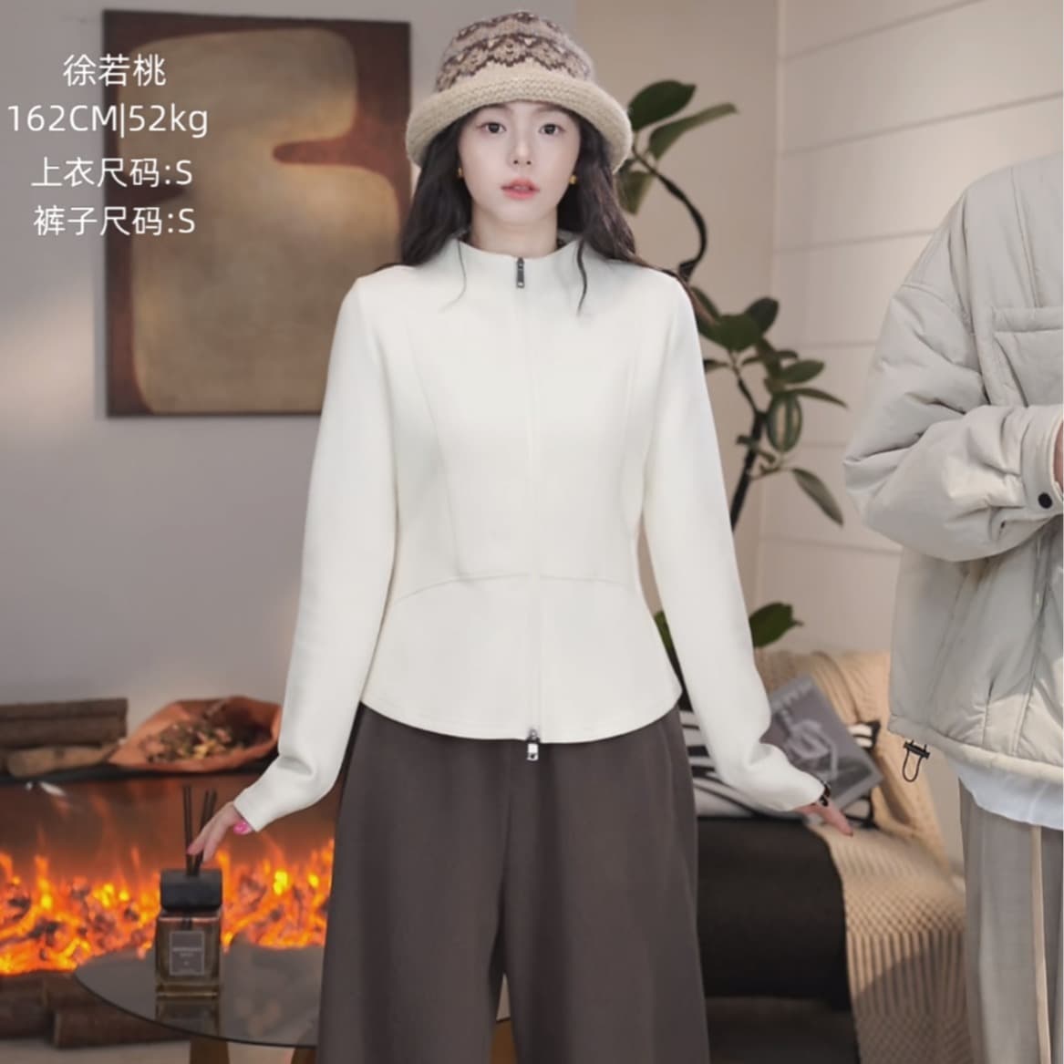 2026 새로운 봄 가을 작은 예쁜 허리 혼방 면 높음 폭탄 더블 머리 지퍼 다용도 기타 색상 요가 후드티 이미지 4
