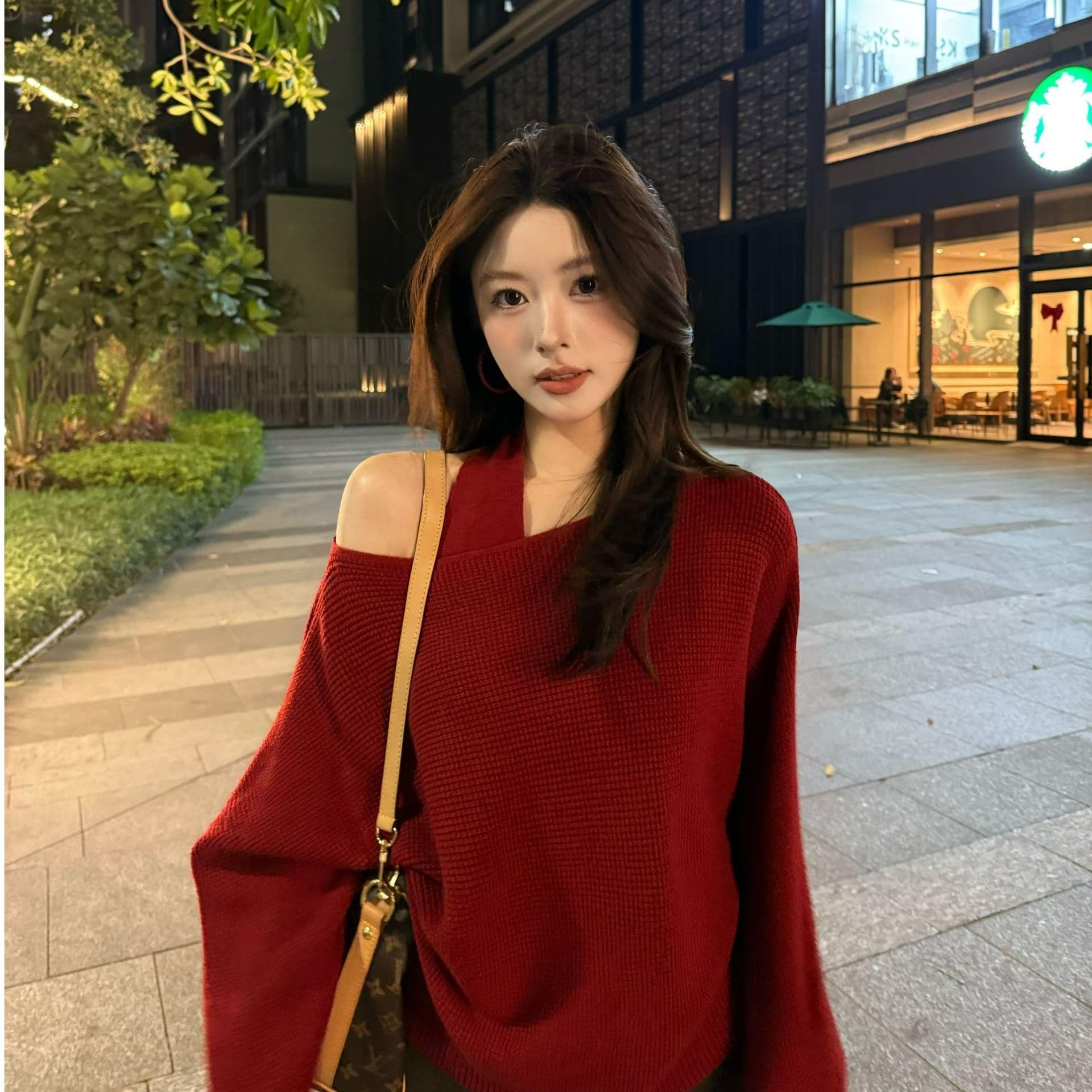 한 인사이드 한 가스 다양한 착용 법 봄 가을 품격 후아 남편 그리드 루즈핏 니트 스웨터 이미지 4