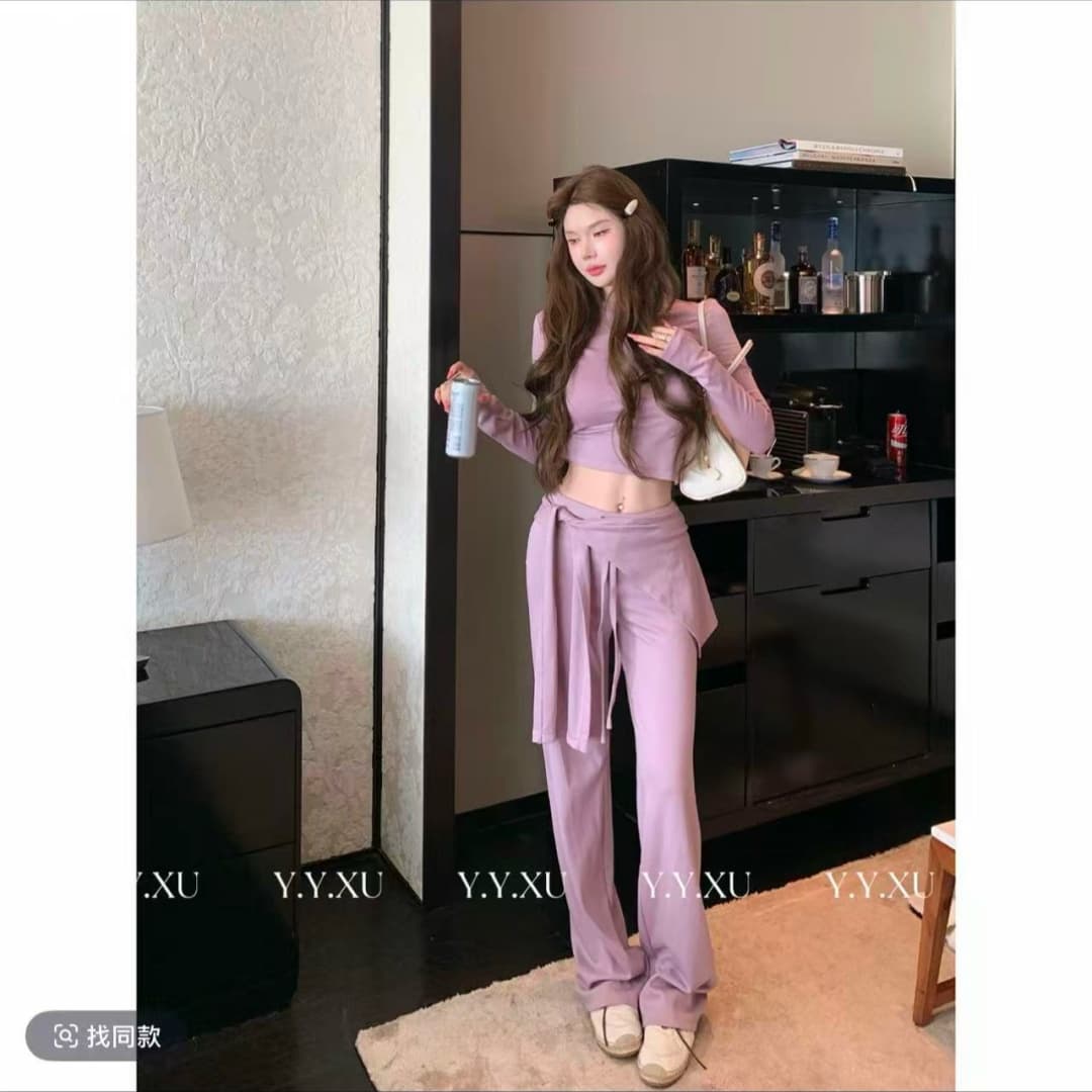 2026 가을 의상 새로운 원 유안 휴일 로밍 미니멀리즘 한 부서 다용도 패션 세트 맨위 바지 숄 상세 이미지 5