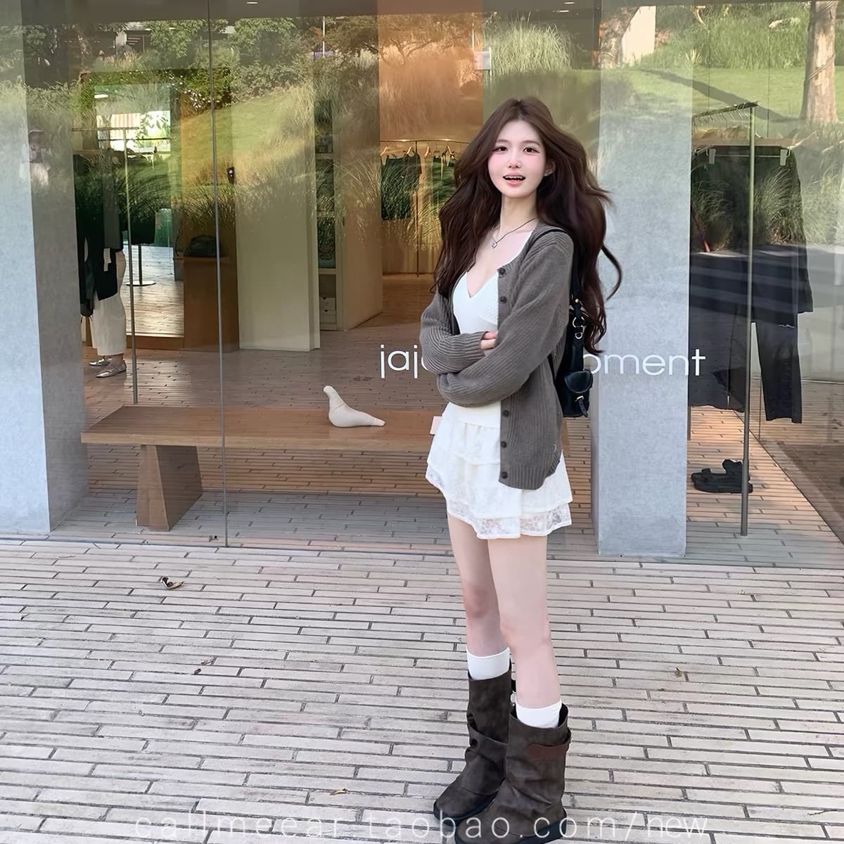 callmeear 榛 과일 소나무 숲 다용도 니트 오픈 가디건 여성 이른 가을 새로운 루즈핏 스웨터 코트 상세 이미지 5