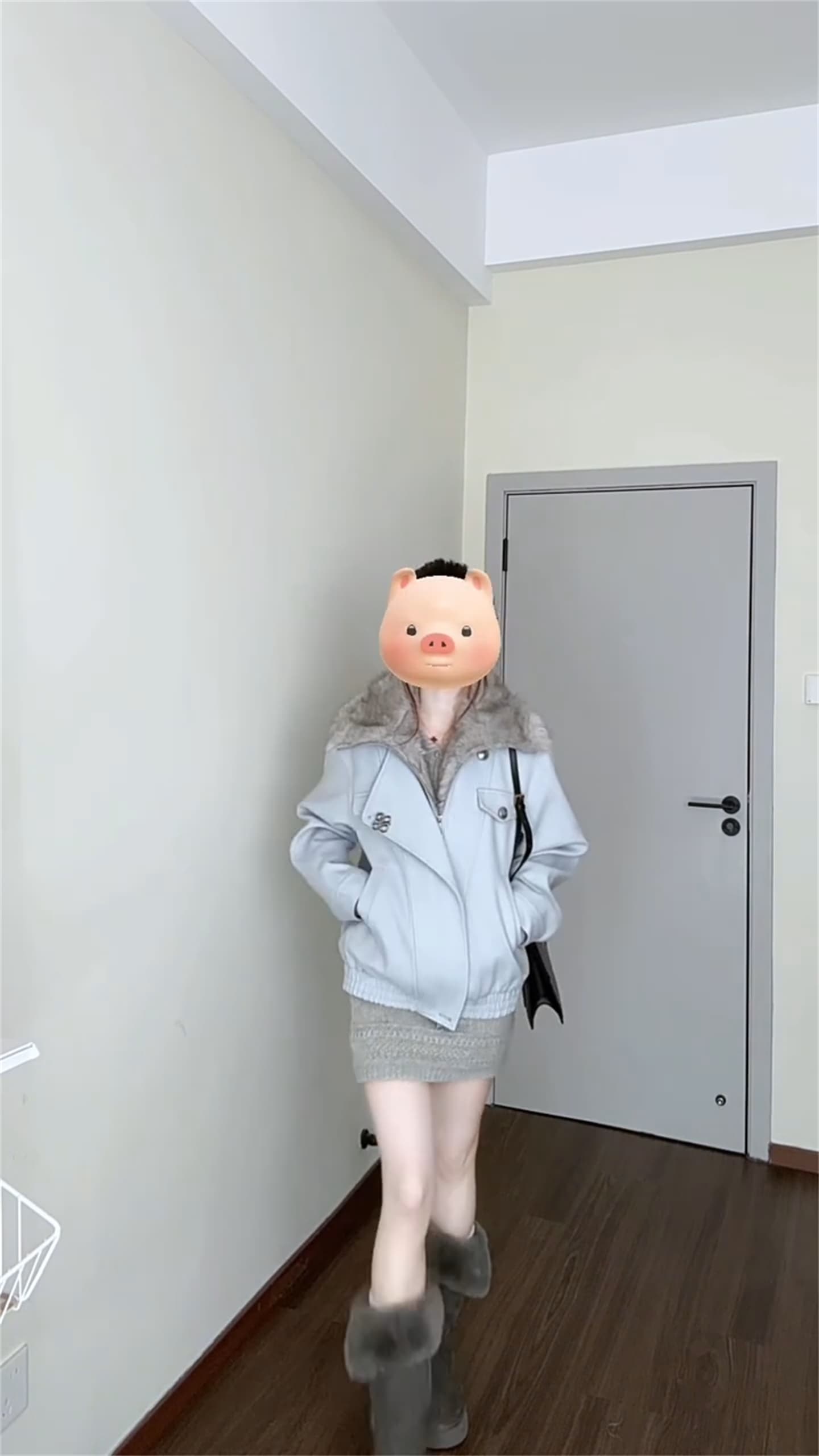 작은 키 한 부서 느긋한 바람 회색 니트 드레스 아이들 가을 겨울 2026 새로운 스웨터 세트 타이트 스커트 상세 이미지 6