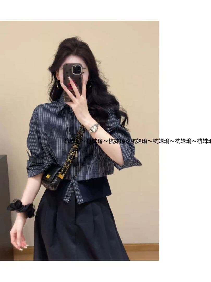 2026 새로운 가을의 날 육 필 원고 라고 이른 가을 쇼트 스타일 얇은 스타일 버튼 레트로 패치워크 격자 무늬 셔츠 재킷 이미지 2