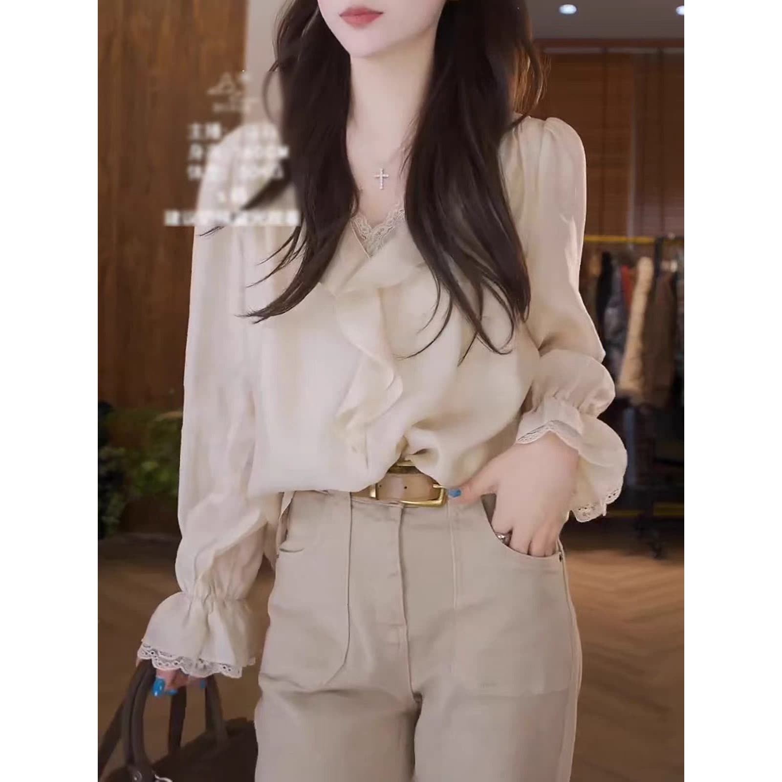 boxue 구름 이순신 조기 가을철 실크 고급 센스 통기성 프릴 빛 럭셔리 맨위