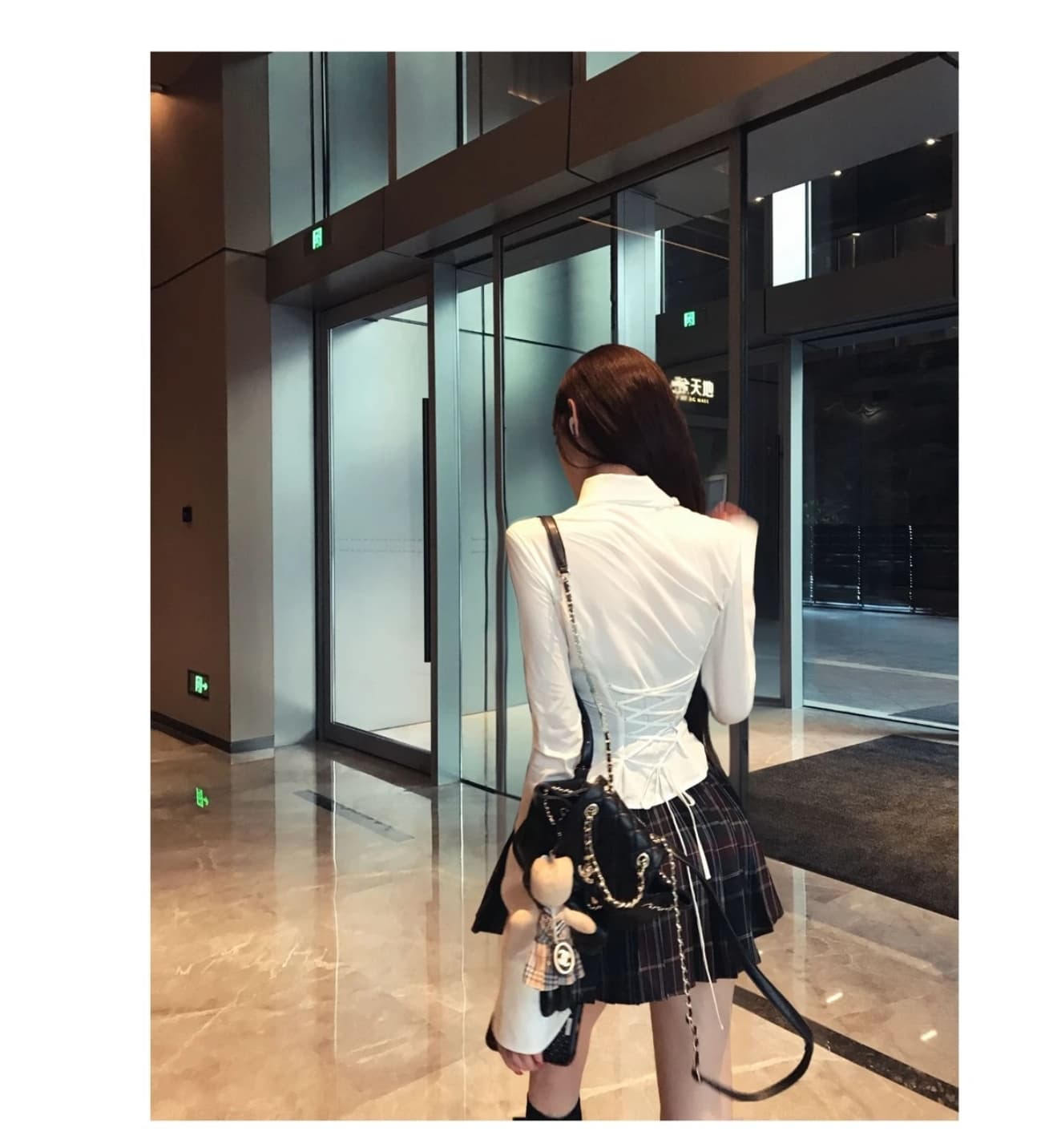 칭탄 구멍 여성 높음 yeye 이른 가을 학원 스타일 품격 허리 수축 슬림해 보이는 패션 다용도 세트 이미지 3